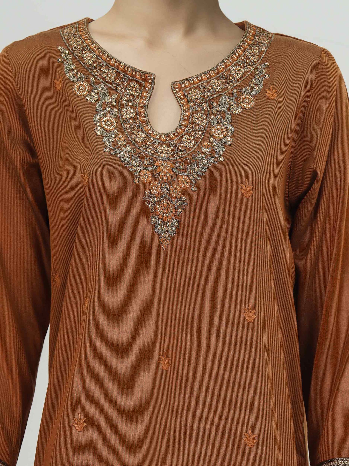 3 Piece Cotton Net Suit- Embroidered (Pret)