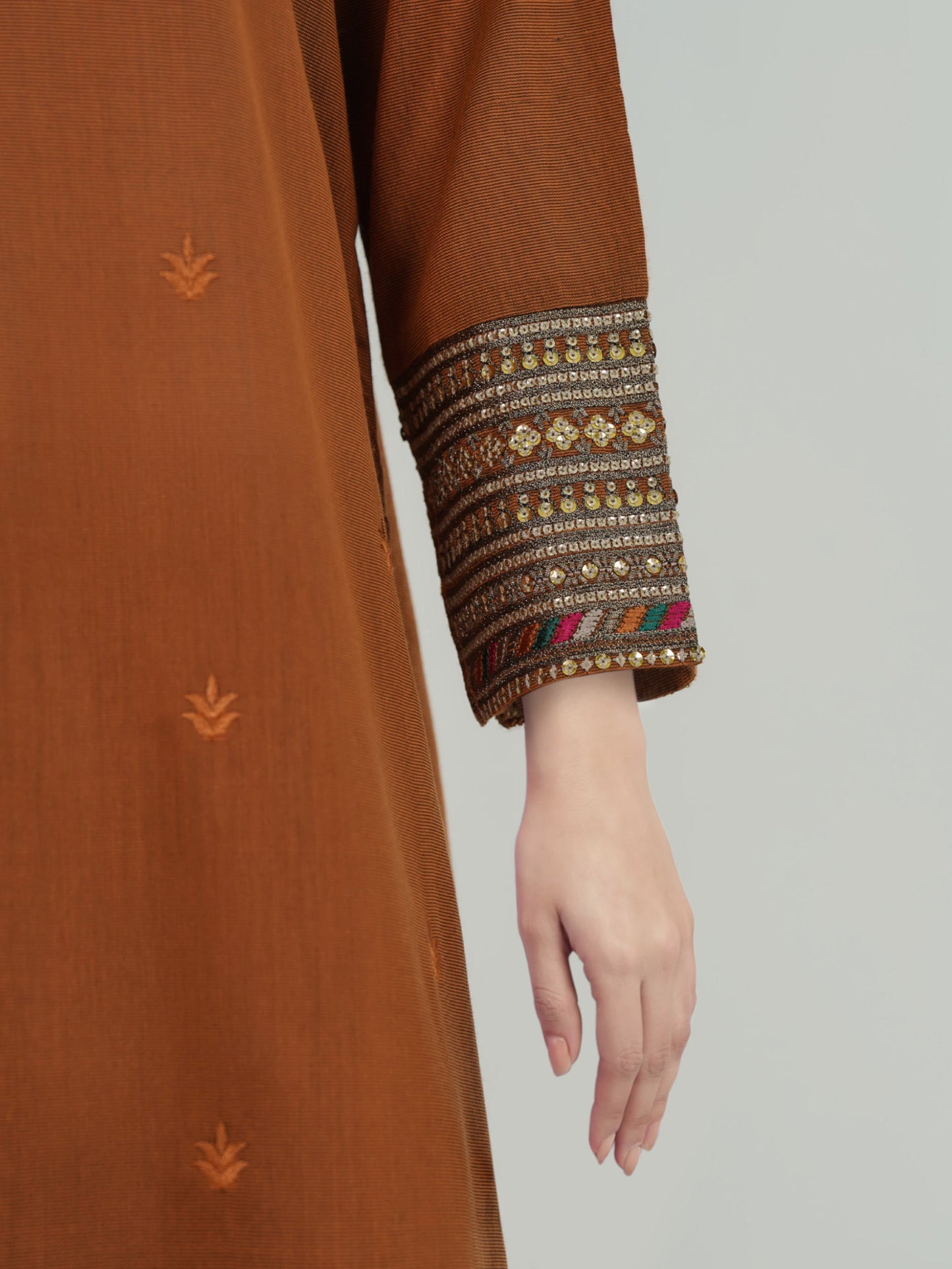 3 Piece Cotton Net Suit- Embroidered (Pret)