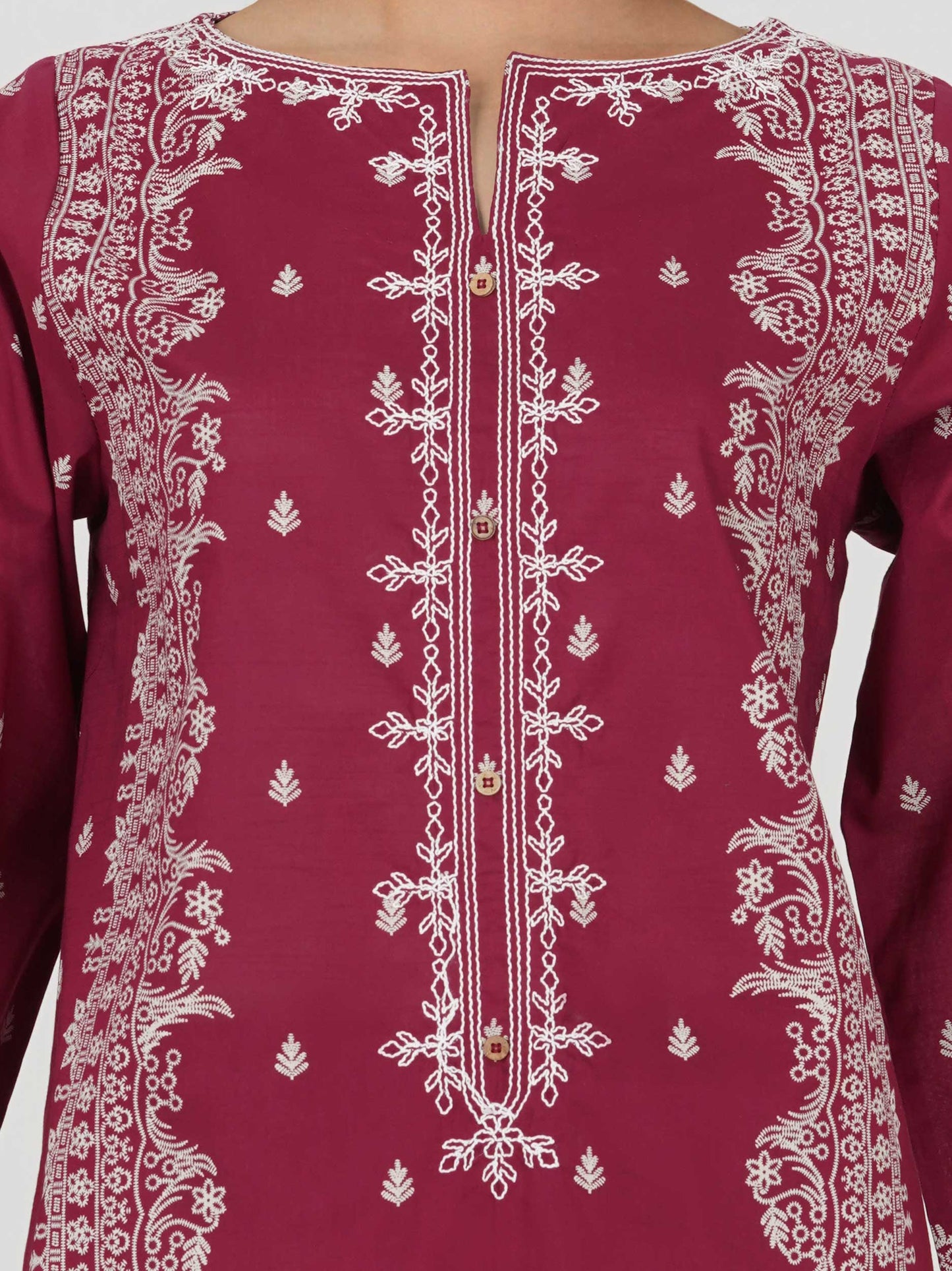 Lawn Slub Co-ord Set- Embroidered