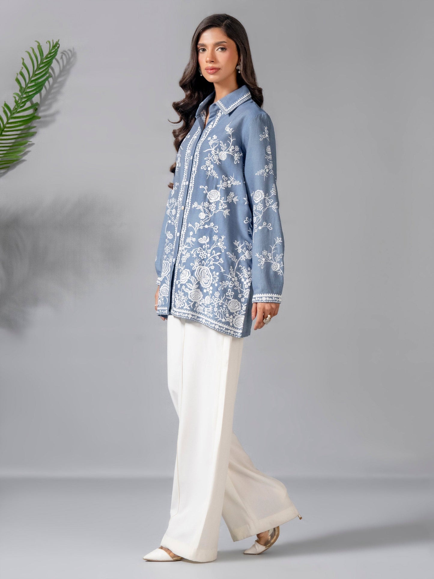 Denim Top-Embroidered (Pret)