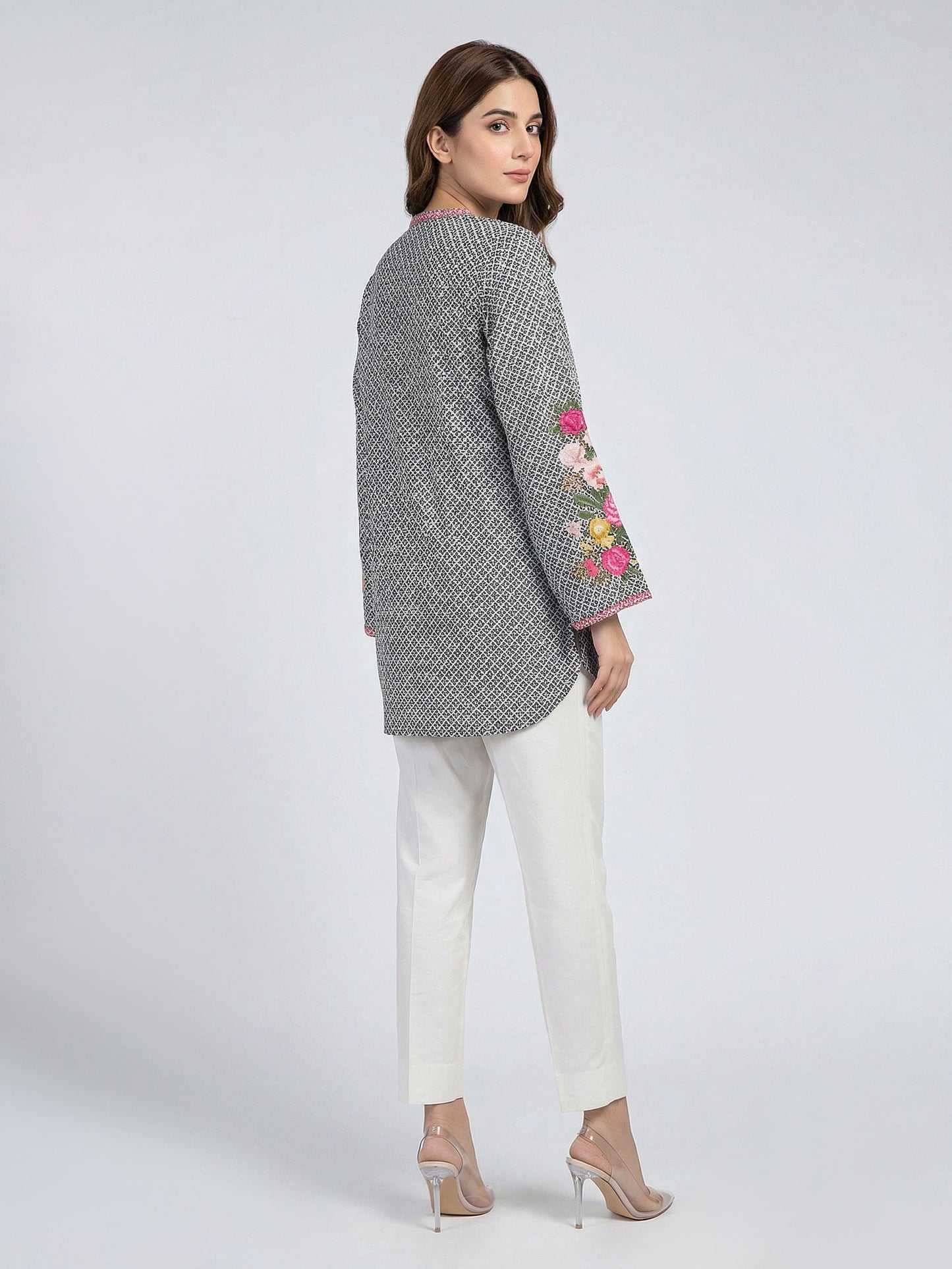 Cambric Kurti- Embroidered (Pret)