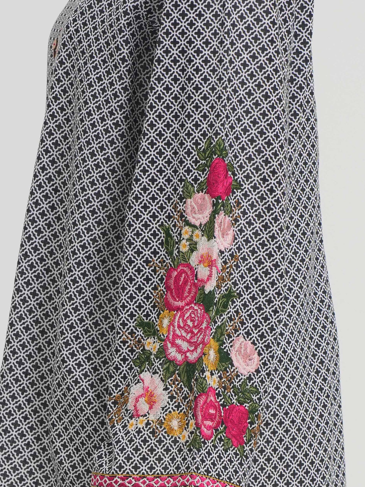 Cambric Kurti- Embroidered (Pret)