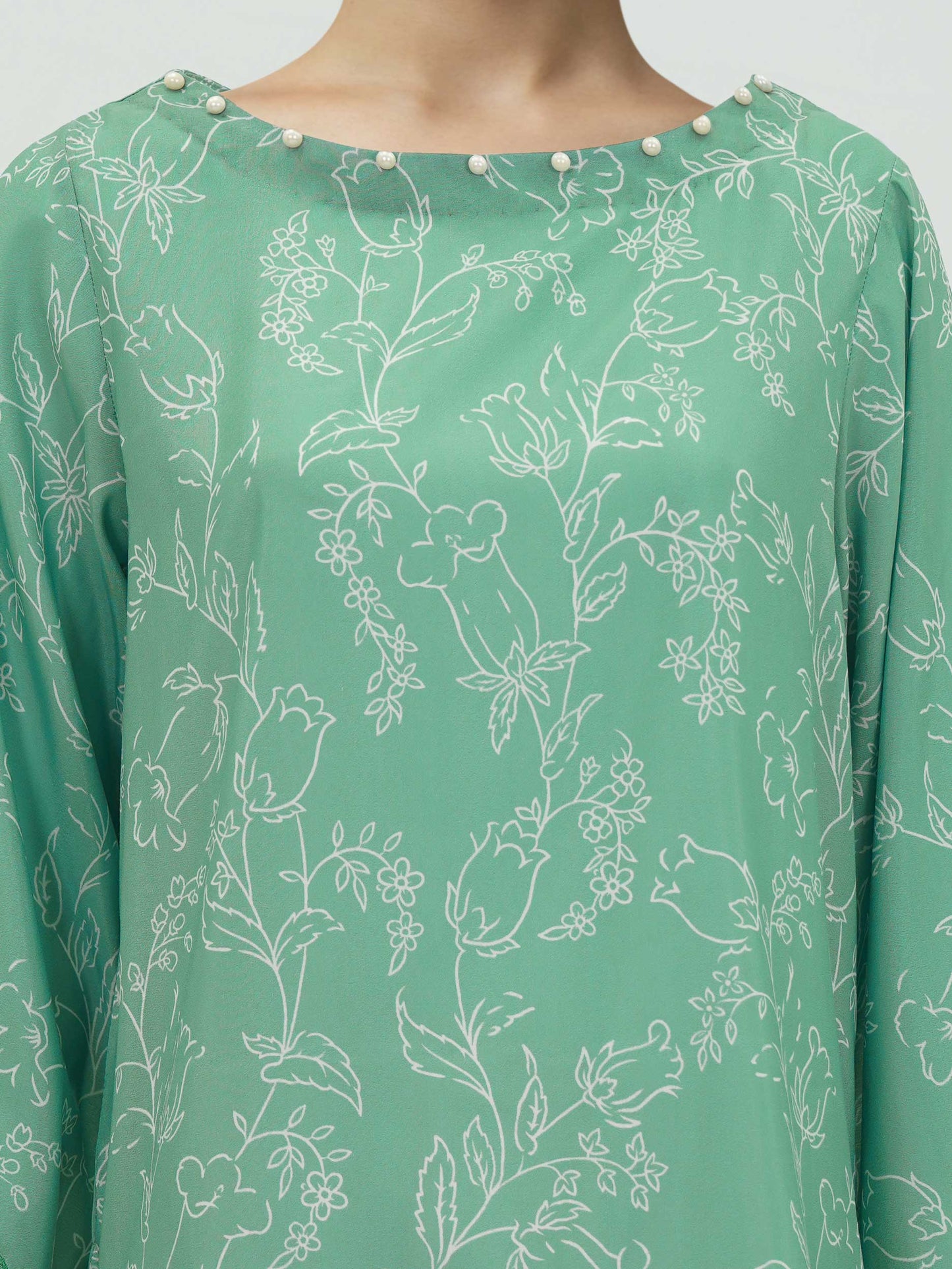 Poly Lawn Kurti- Embroidered