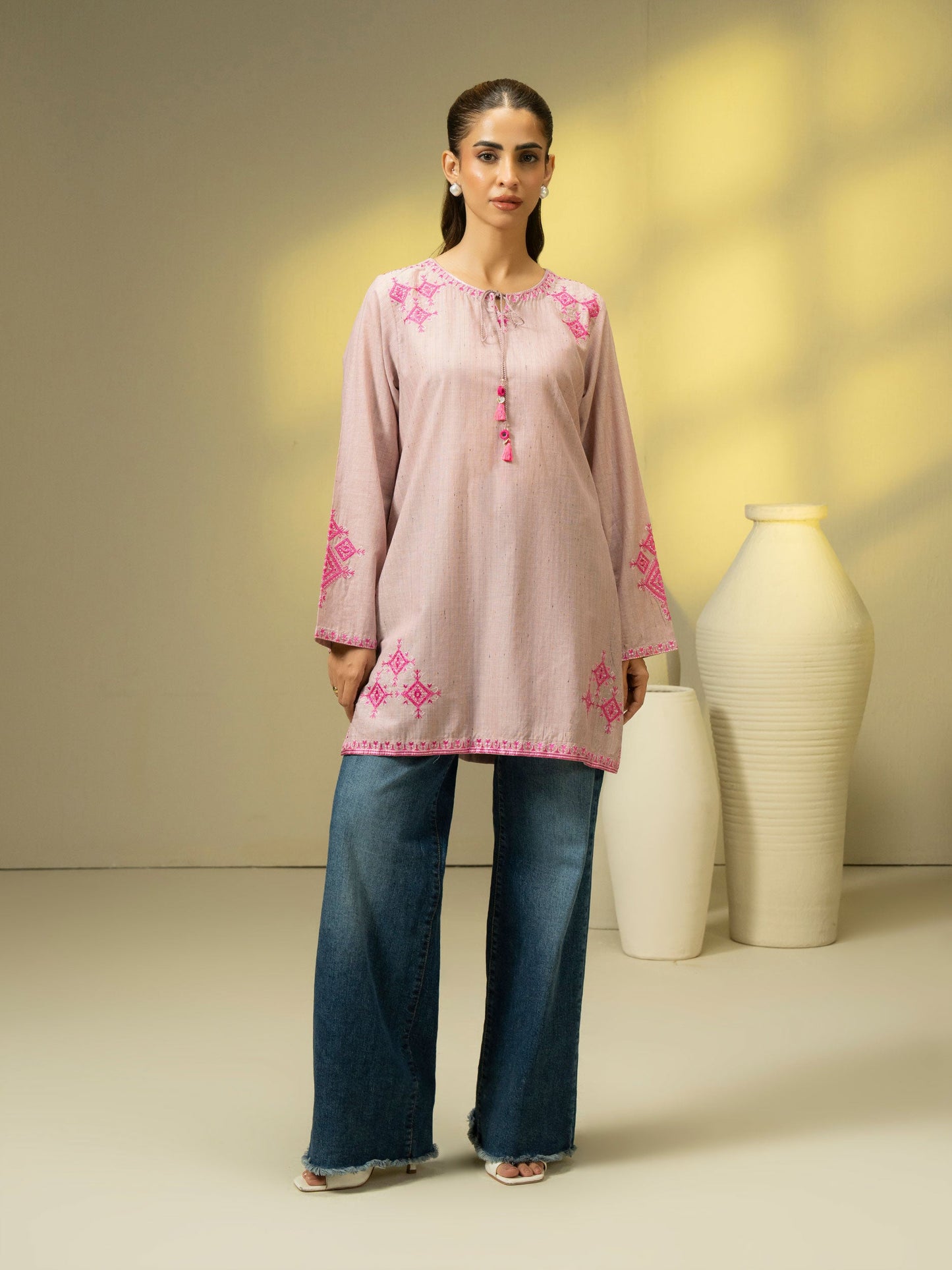 Yarn Dyed Kurti-Embroidered (Pret)