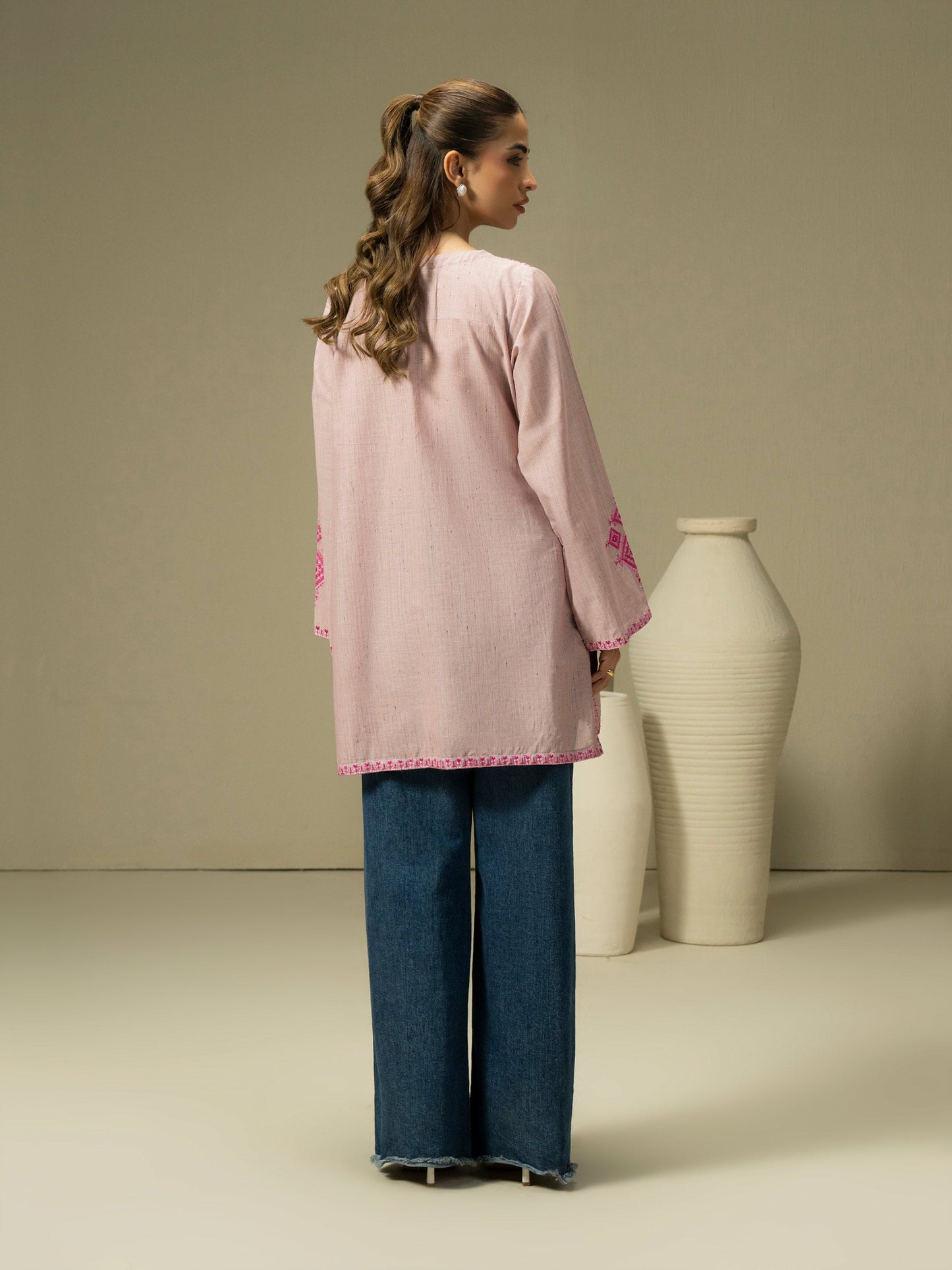 Yarn Dyed Kurti-Embroidered (Pret)