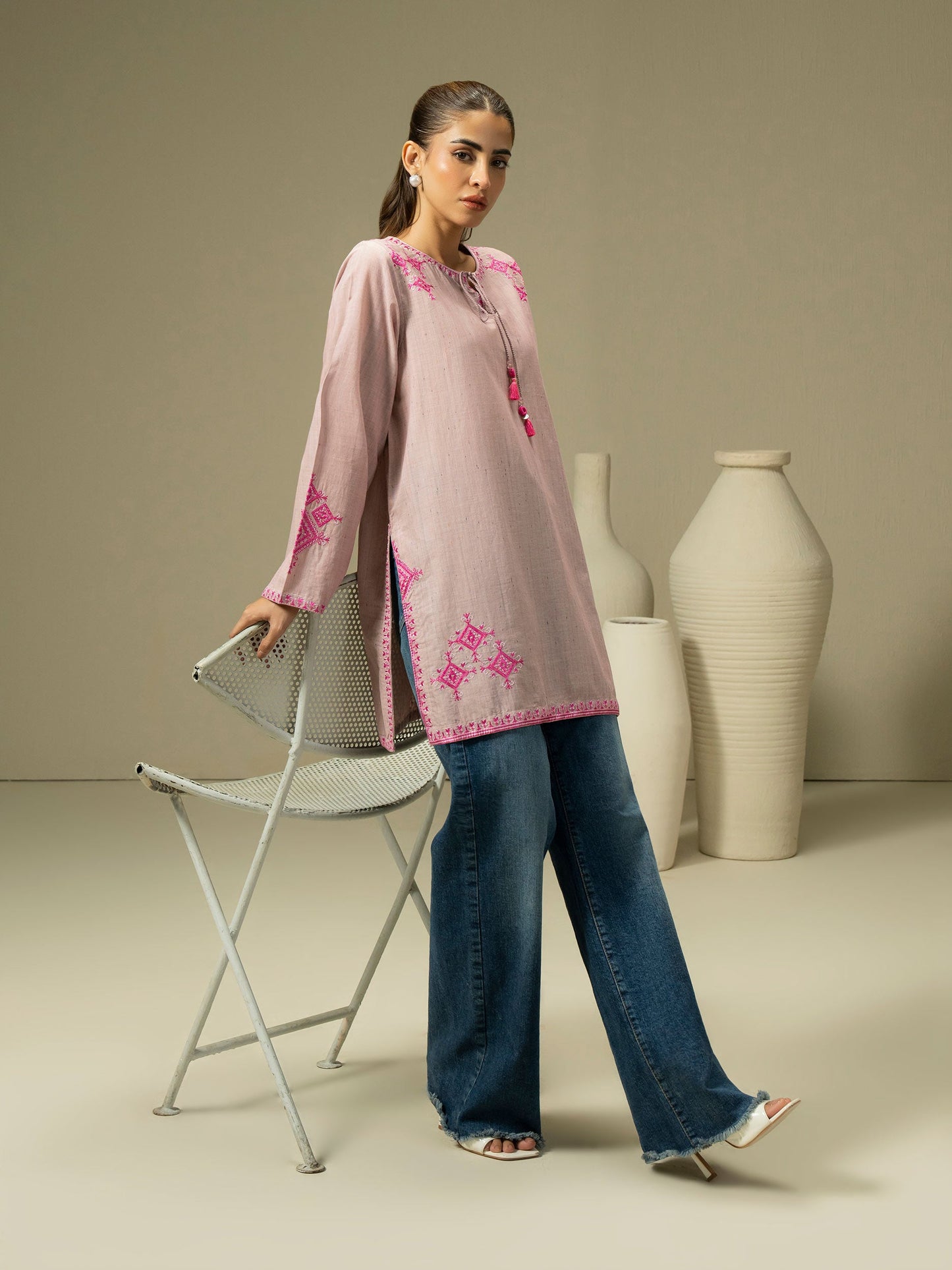 Yarn Dyed Kurti-Embroidered (Pret)
