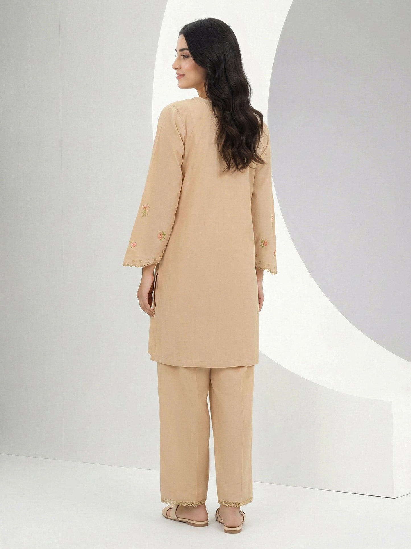 2 Piece Viscose Cotton Suit- Embroidered (Pret)