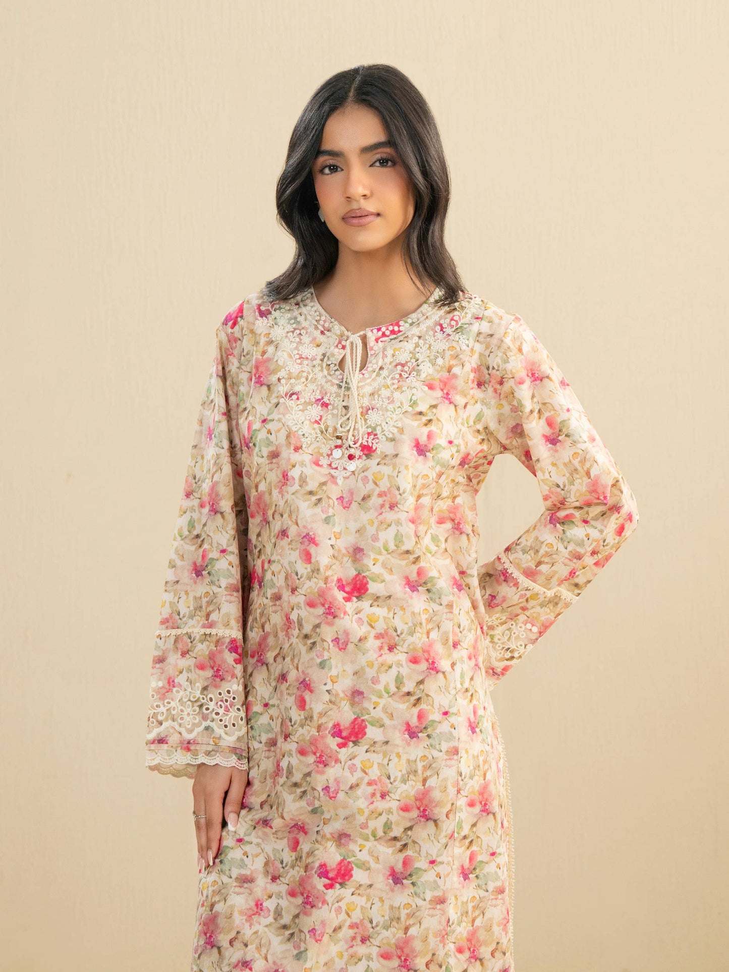 2 Piece Cambric Suit-Embroidered (Pret)