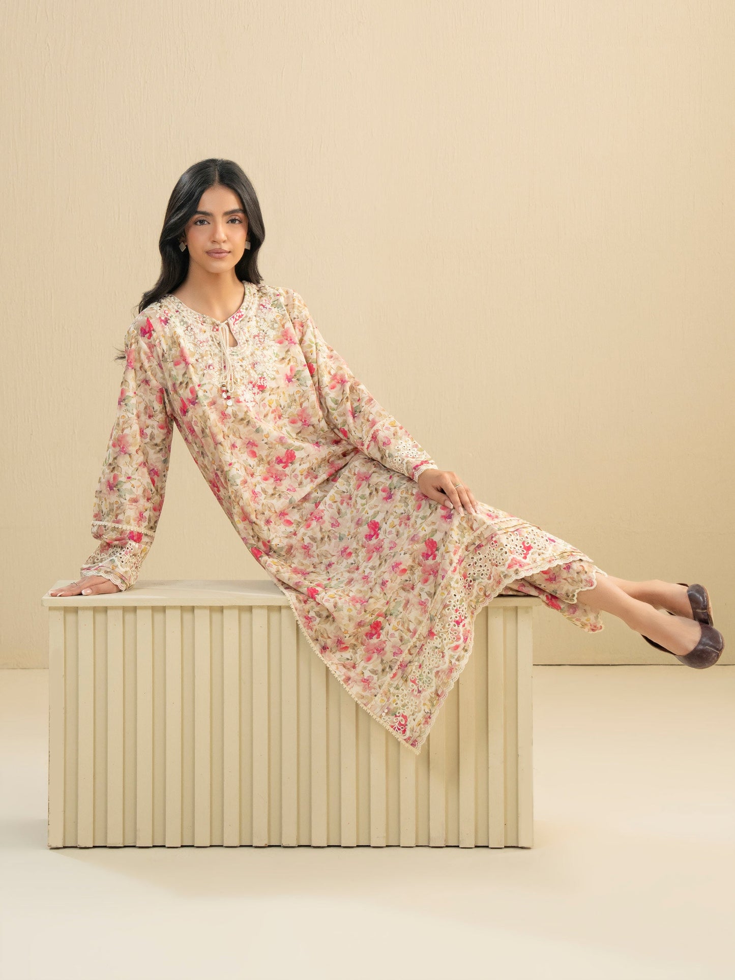 2 Piece Cambric Suit-Embroidered (Pret)