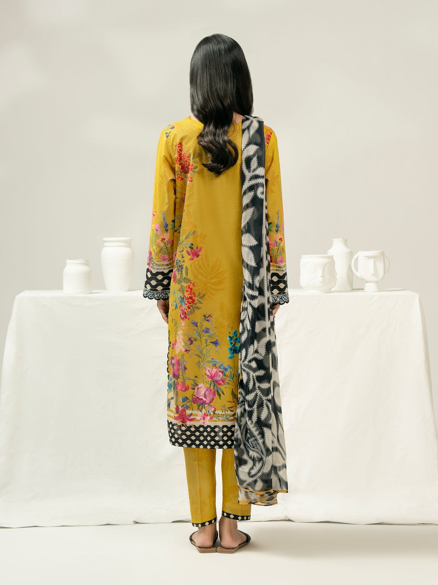 3 Piece Cambric Suit-Embroidered (Pret)