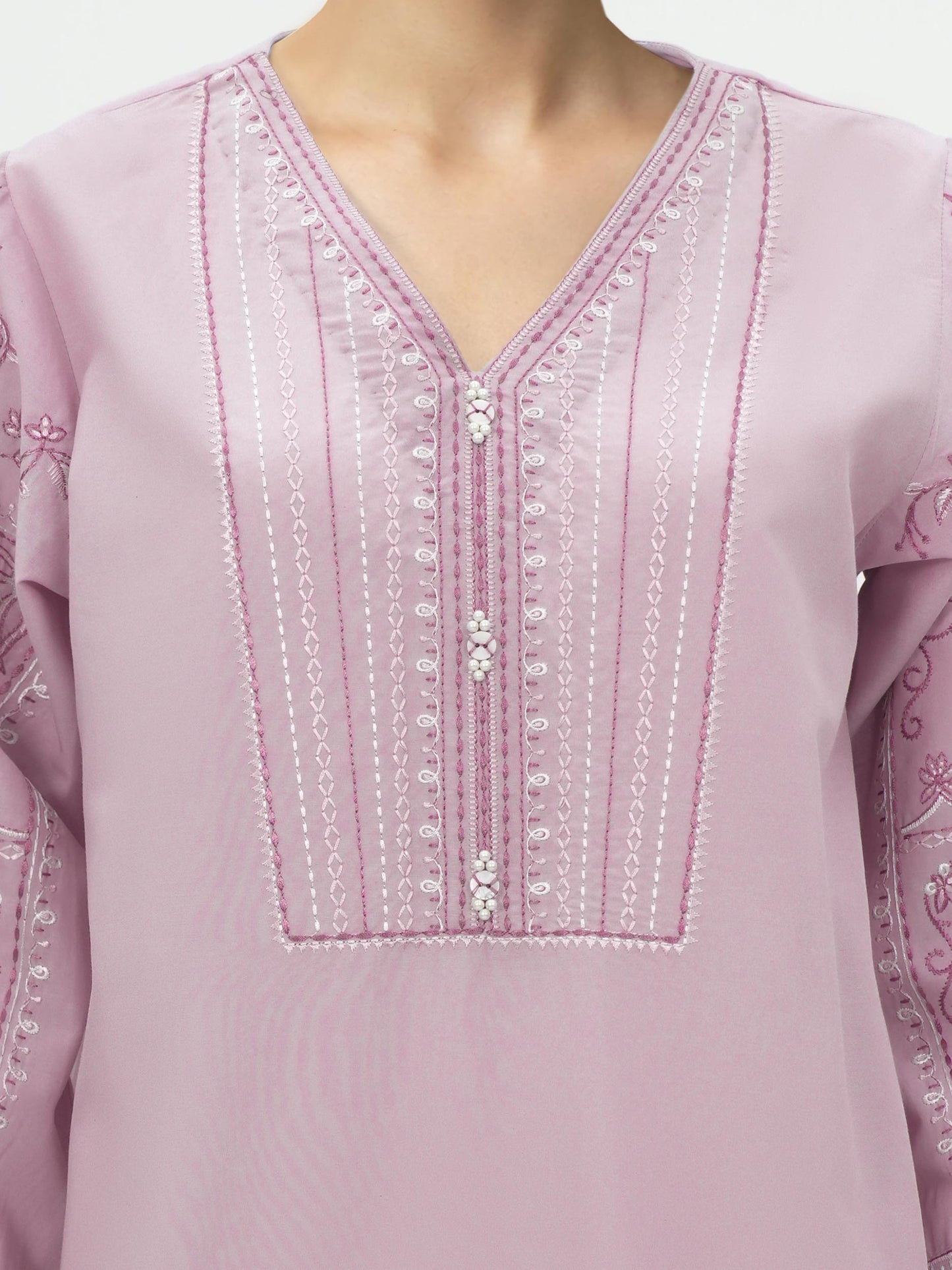 2 Piece Viscose Cotton Suit- Embroidered (Pret)