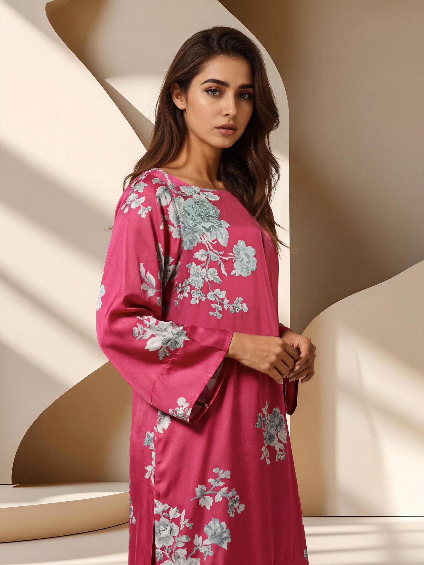 2 Piece Silk Suit- Embellished (Pret)