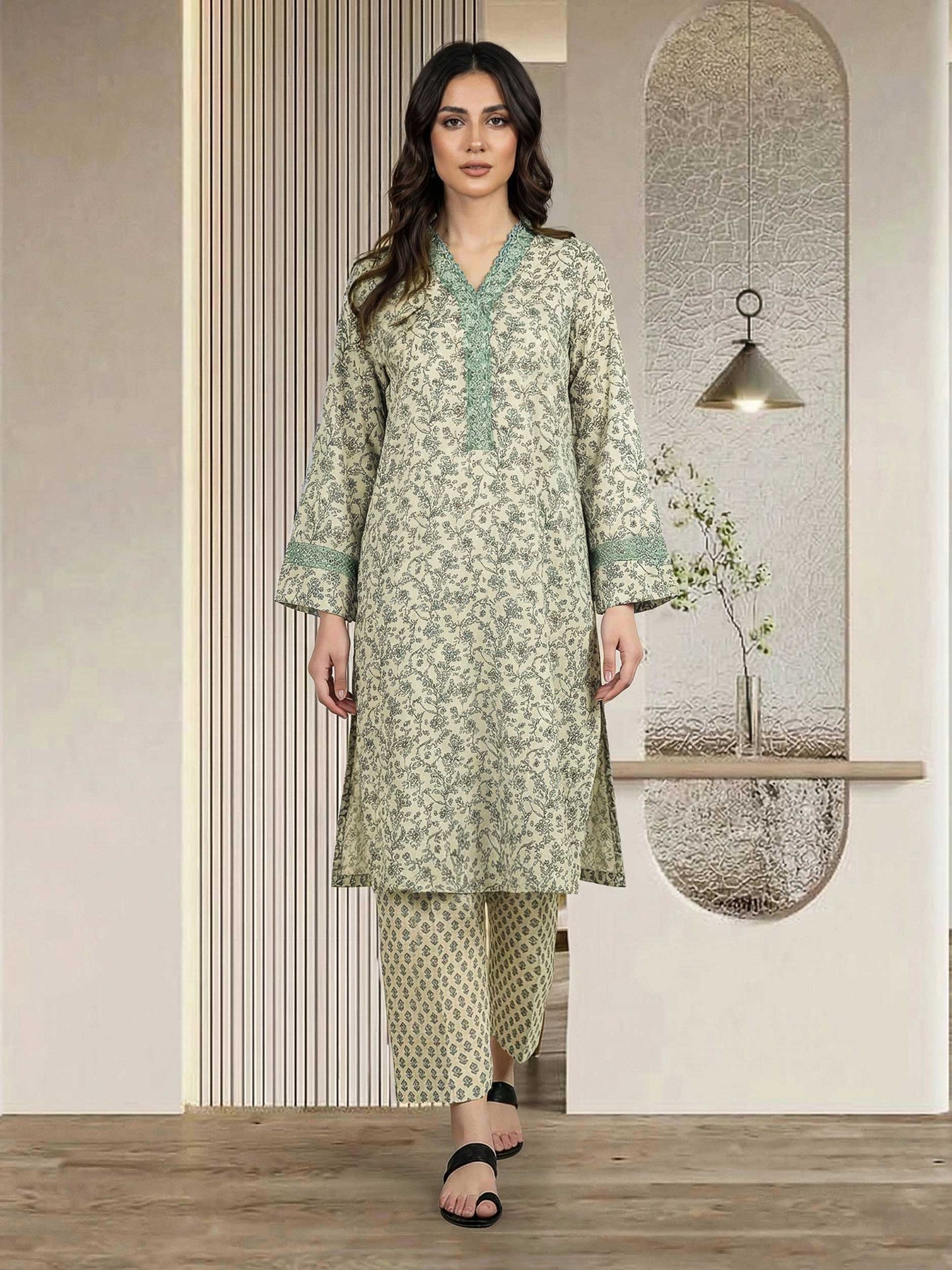 2 Piece Silk Suit- Embroidered (Pret)