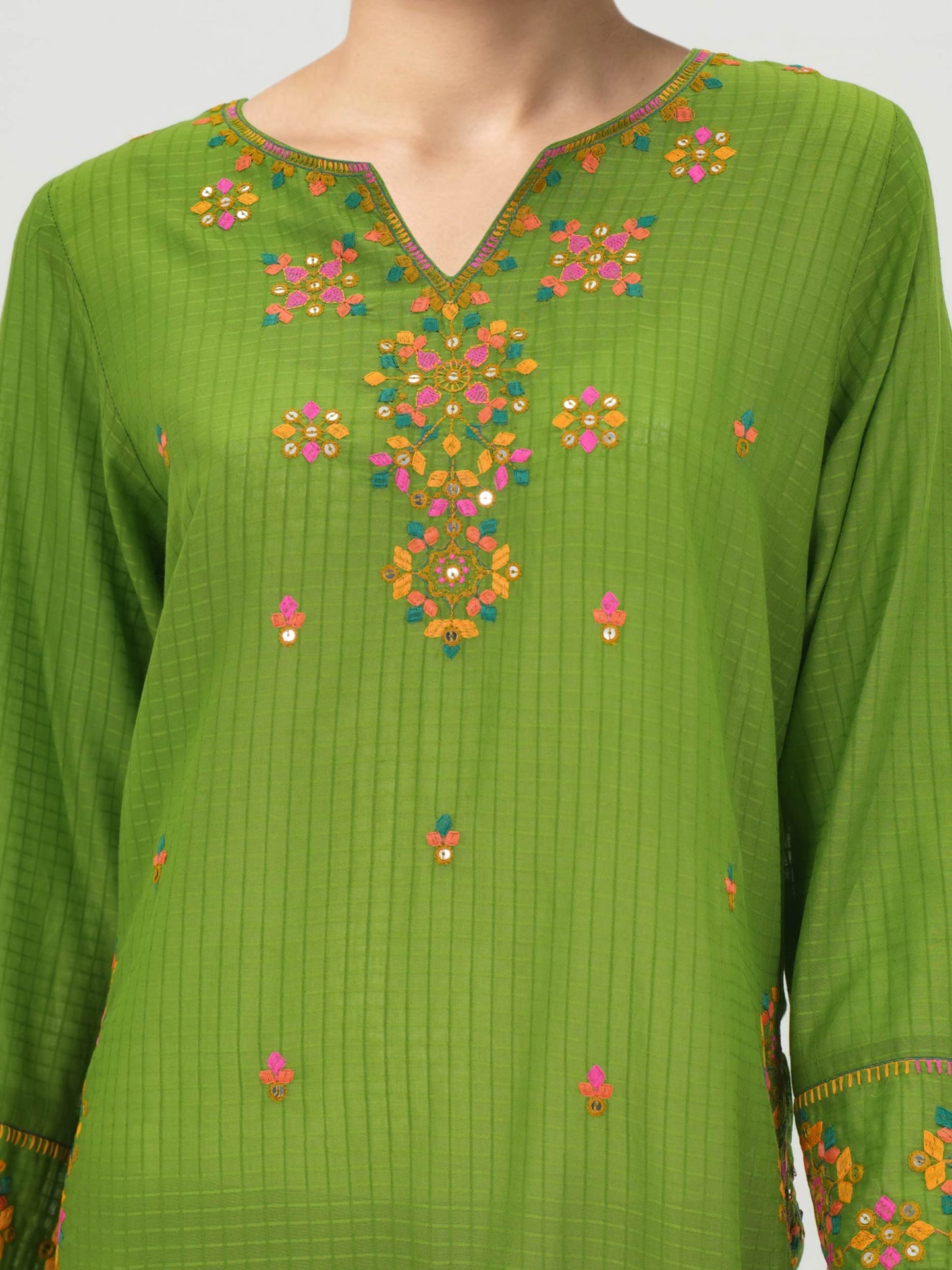 2 Piece Texture Suit- Embroidered (Pret)