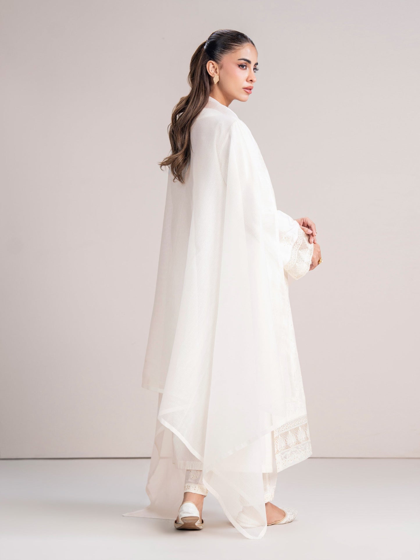 3 Piece Cotton Net Suit- Embroidered (Pret)