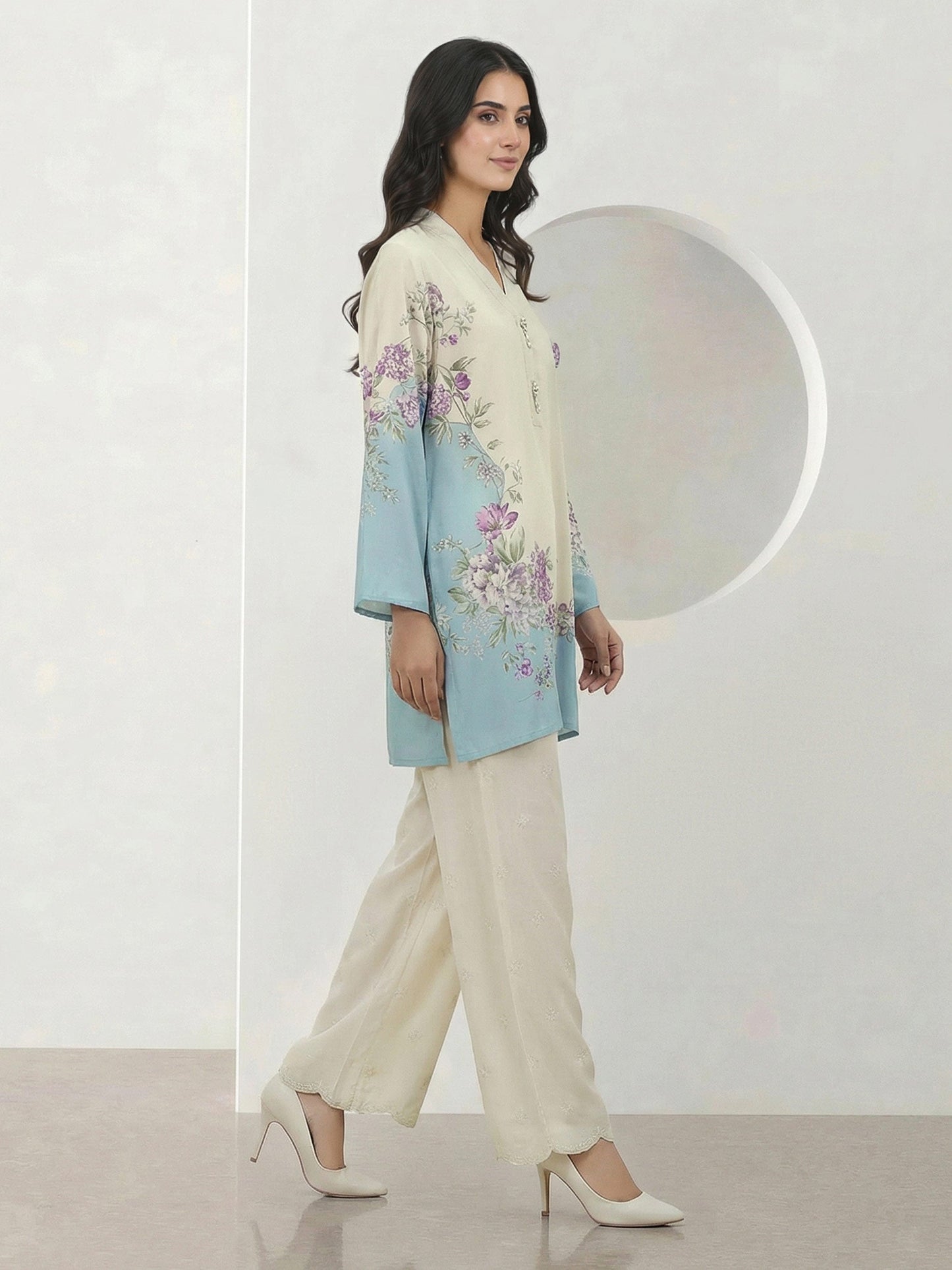 2 Piece Silk Suit- Embroidered (Pret)