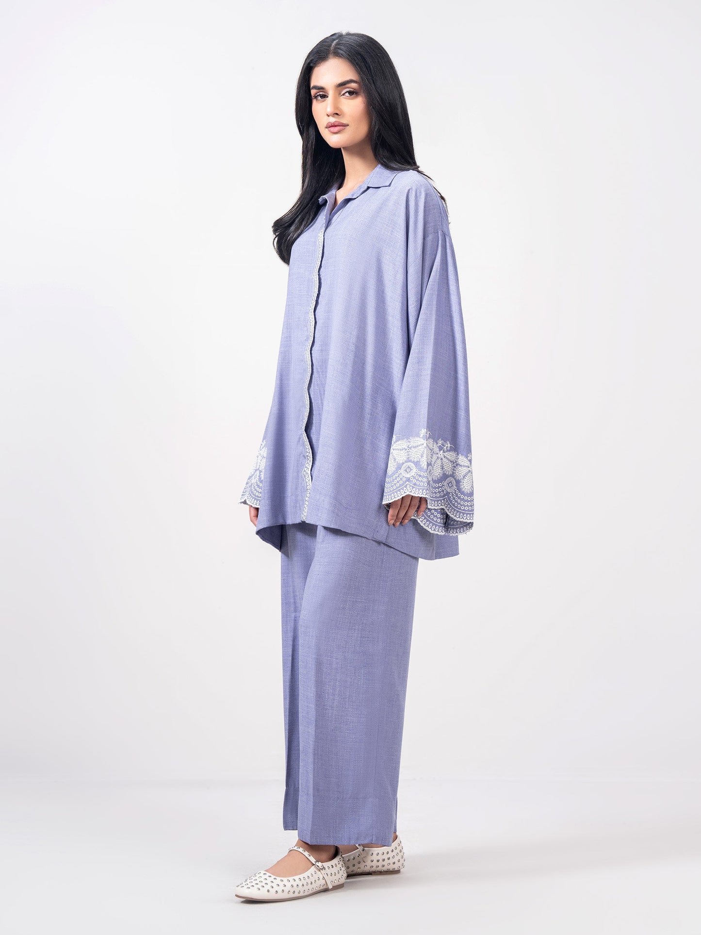 Yarn Dyed Co-ord Set- Embroidered