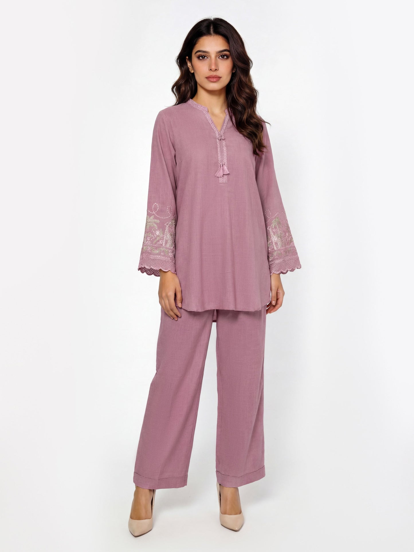 2 Piece Yarn Dyed Suit- Embroidered (Pret)