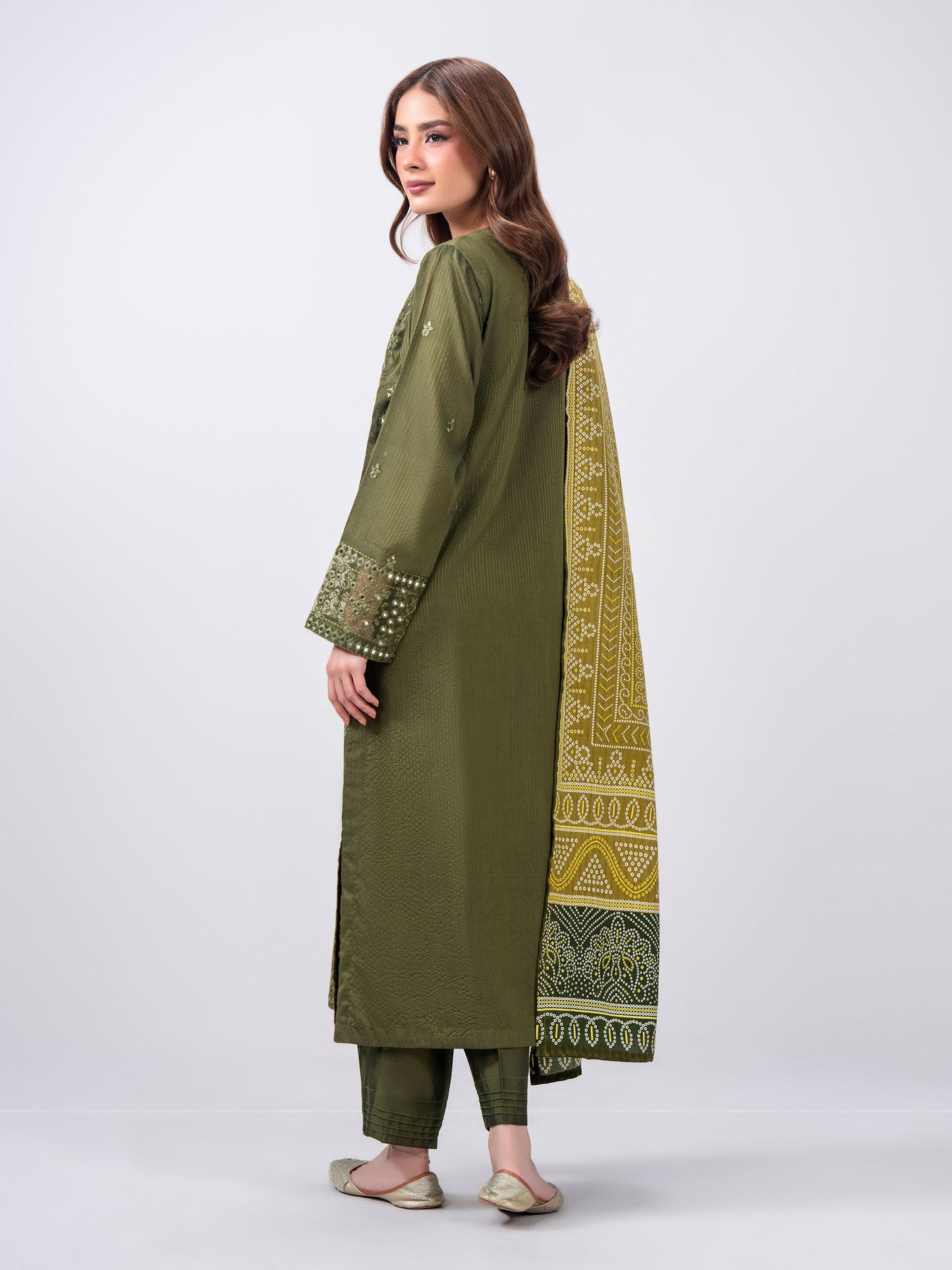 3 Piece Raw Silk Suit- Embroidered (Pret)