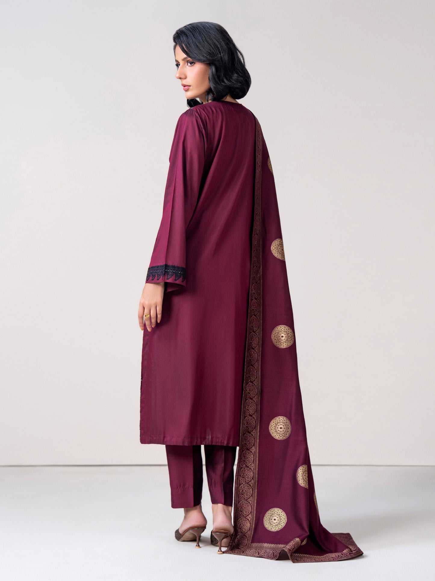 3 Piece Raw Silk Suit- Embroidered (Pret)