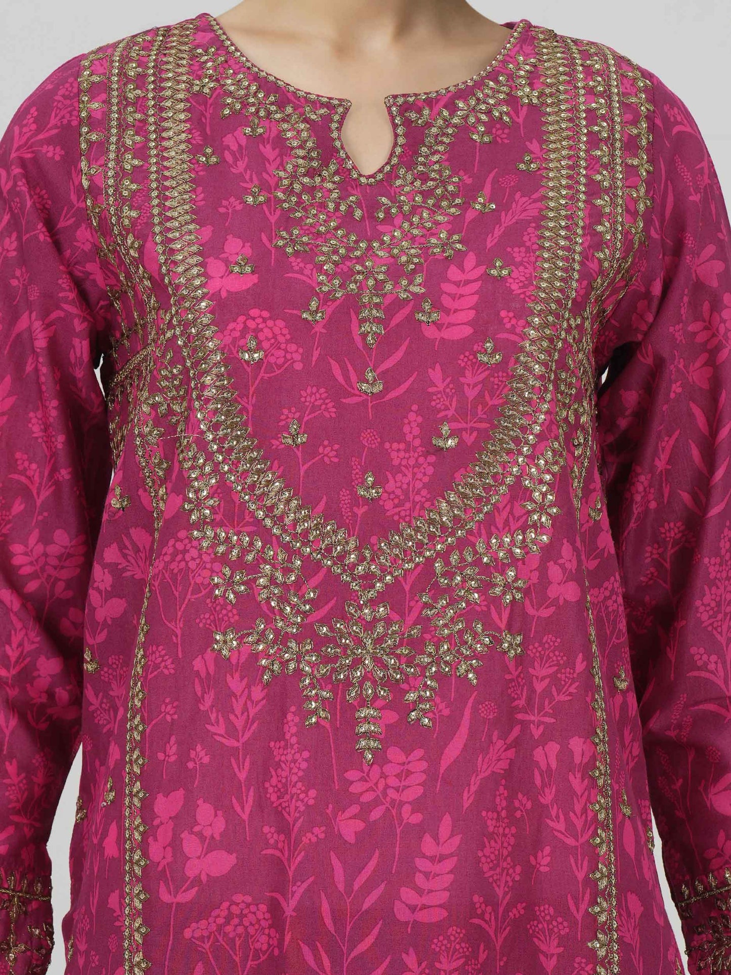 2 Piece Cambric Suit- Embroidered (Pret)