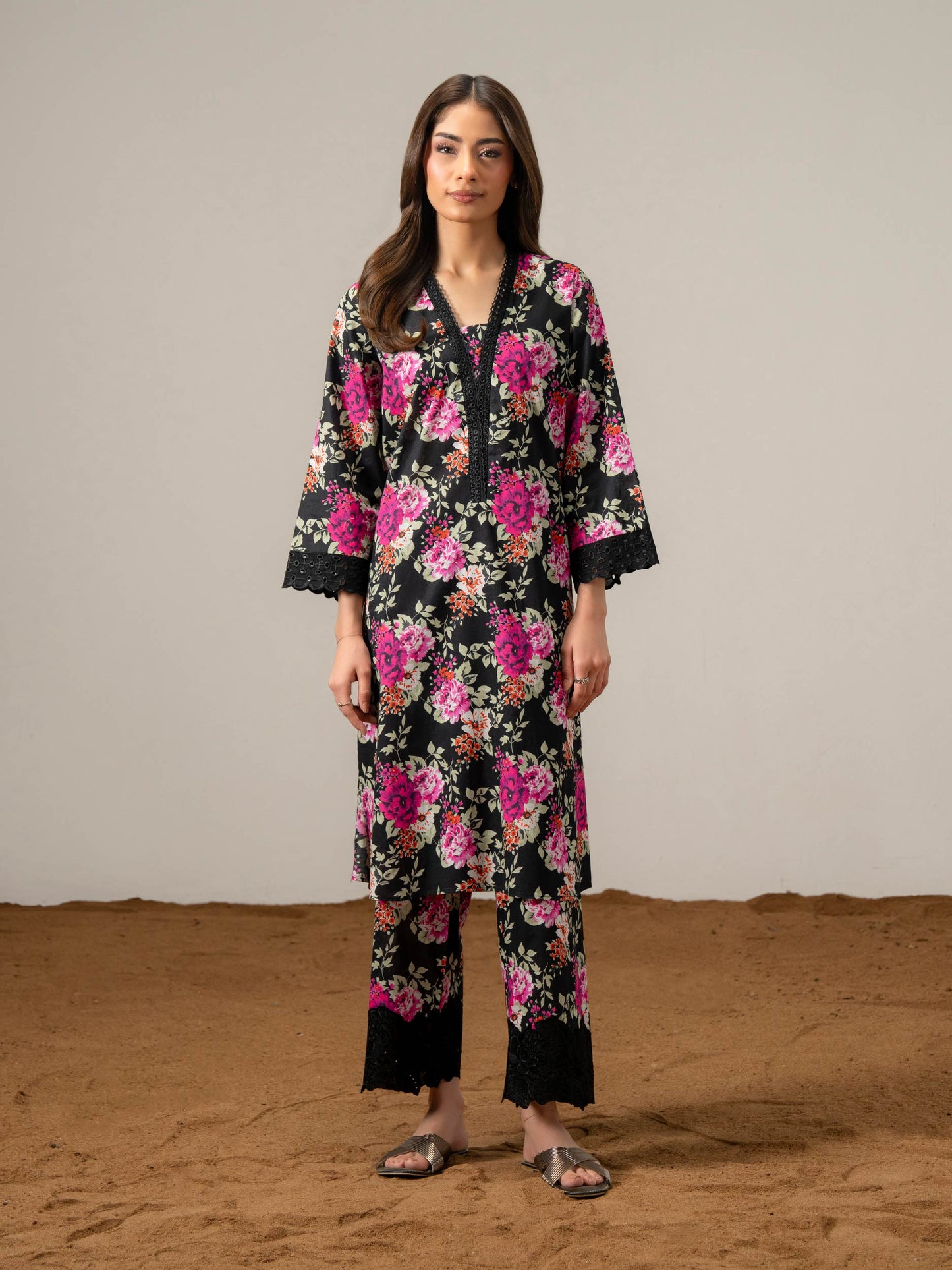 2 Piece Cambric Suit-Printed (Pret)