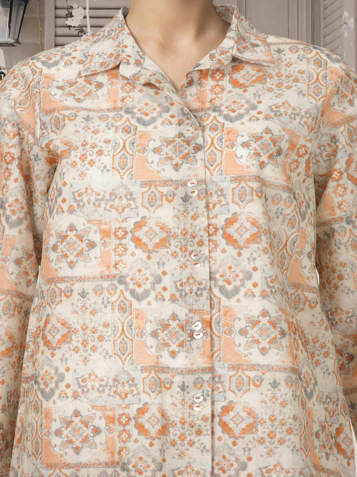 Cambric Slub Co-ord Set- Embroidered