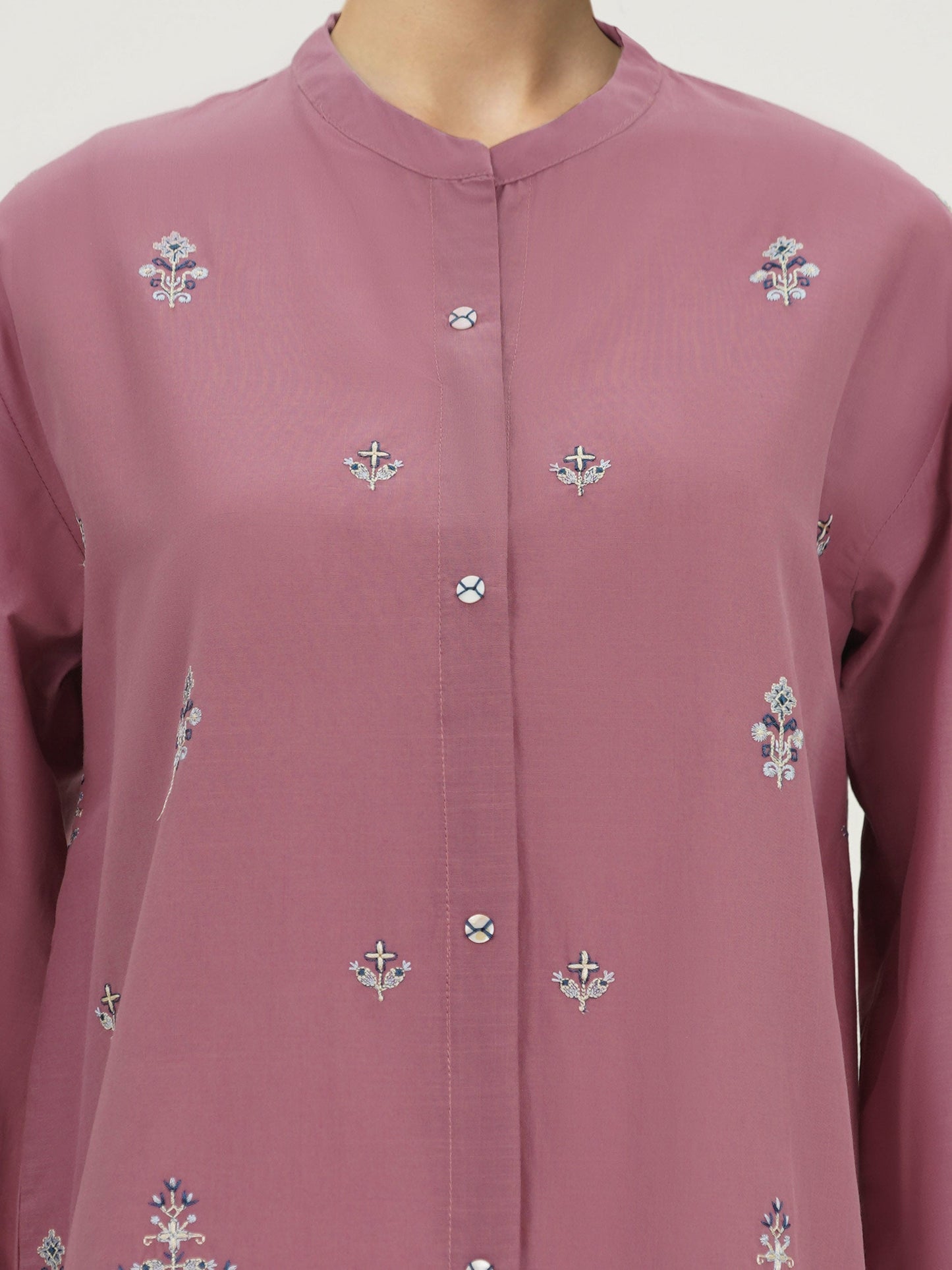 Cambric Slub Kurti- Embroidered