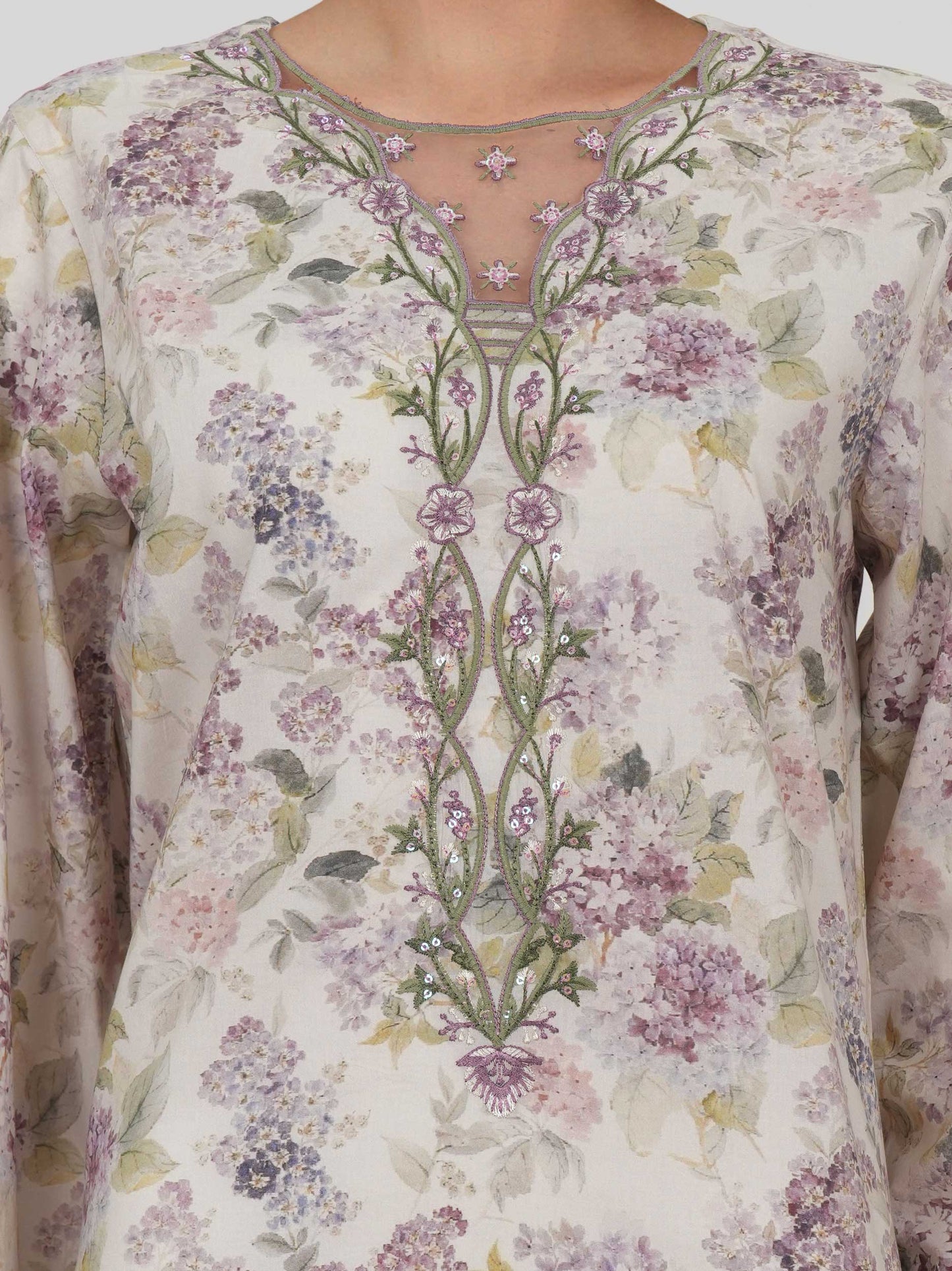 2 Piece Viscose Cotton Suit- Embroidered (Pret)