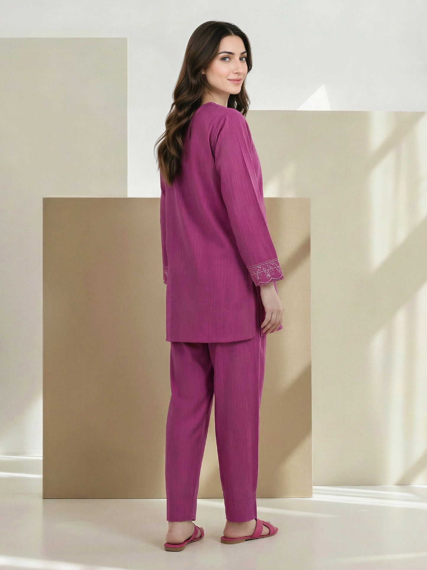 2 Piece Yarn Dyed Suit- Embroidered (Pret)