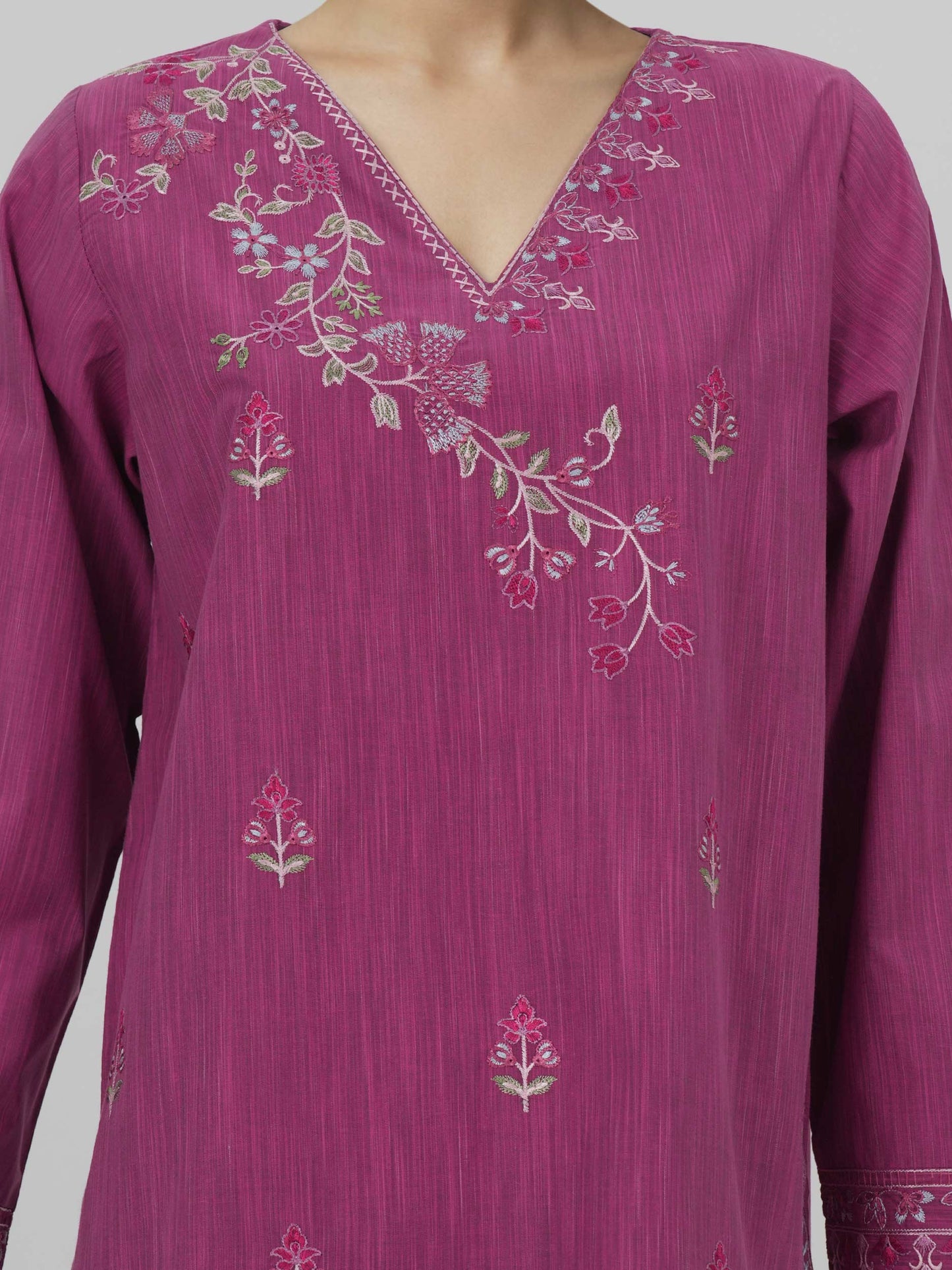 2 Piece Yarn Dyed Suit- Embroidered (Pret)
