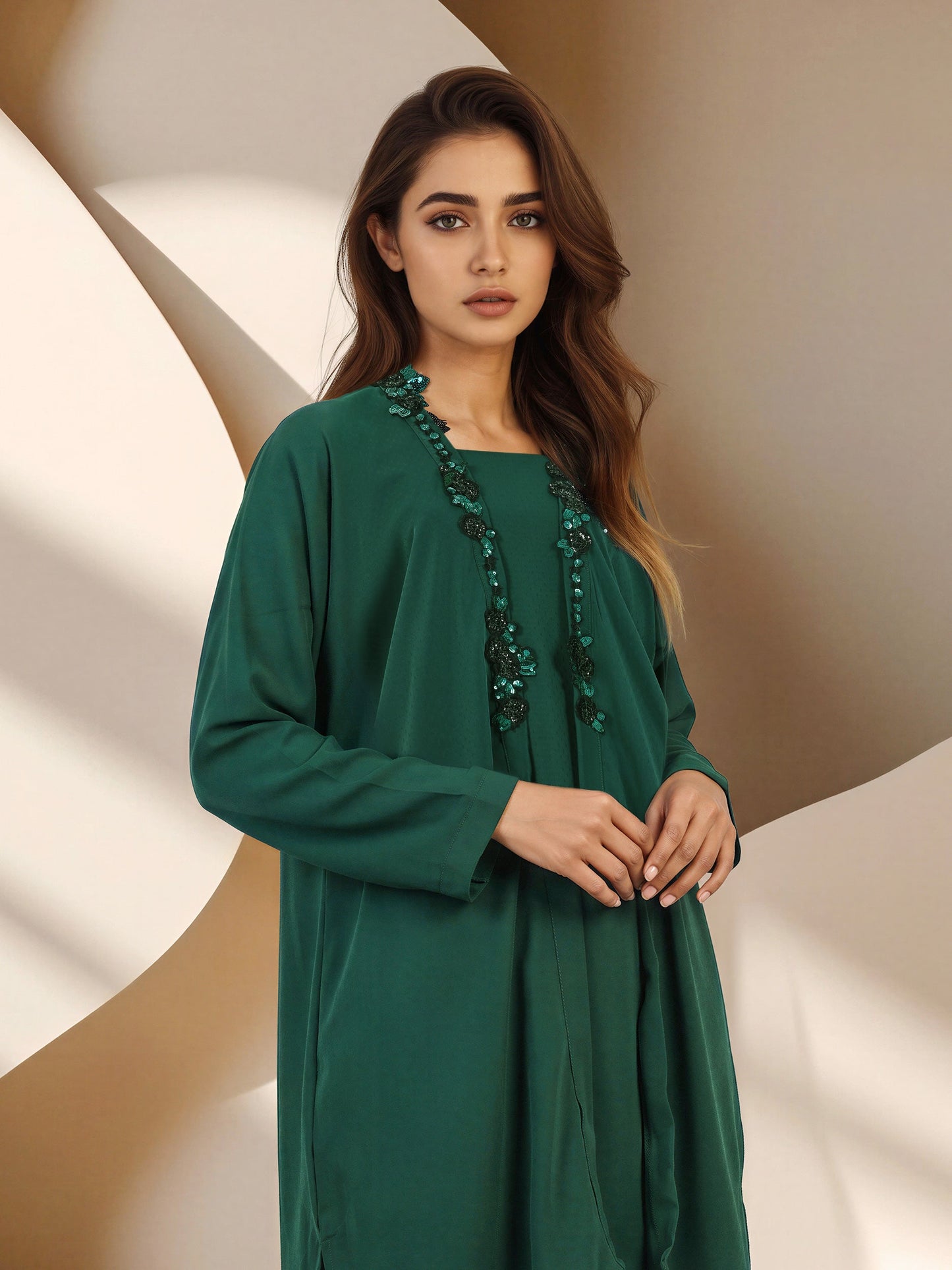 2 Piece Grip Texture Suit- Embellished (Pret)