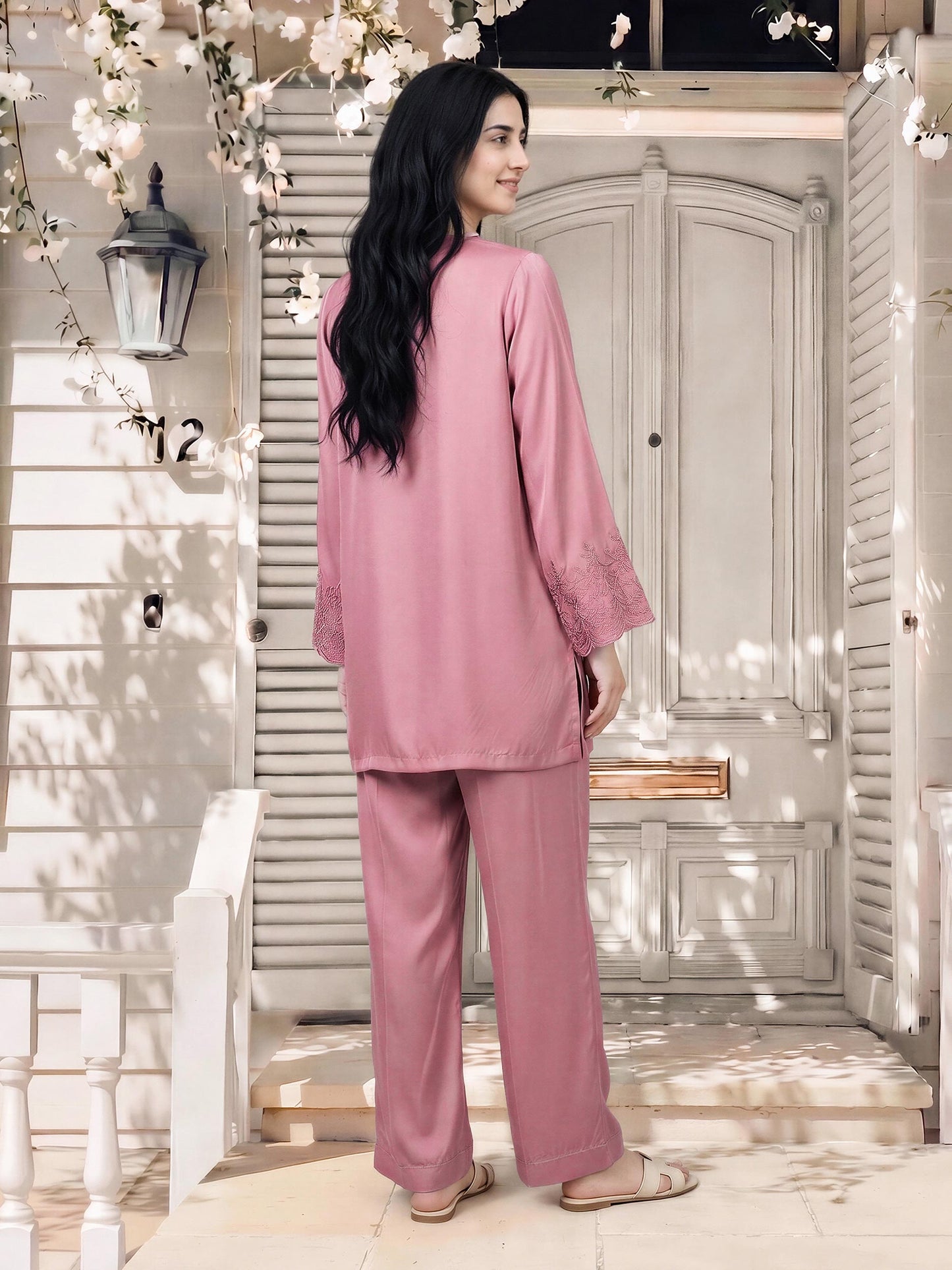 Silk Co-ord Set- Embroidered