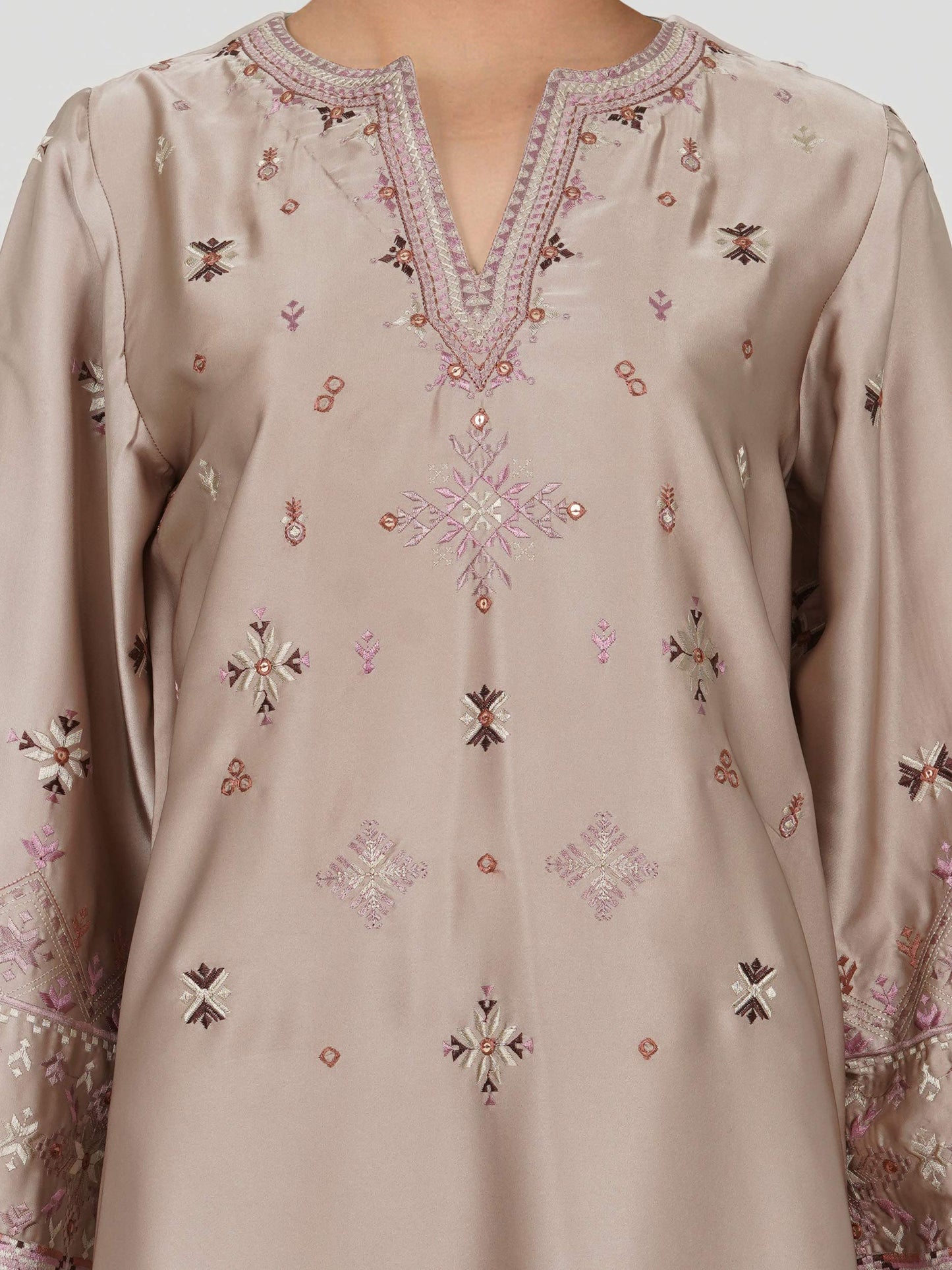 Silk Co-ord Set- Embroidered