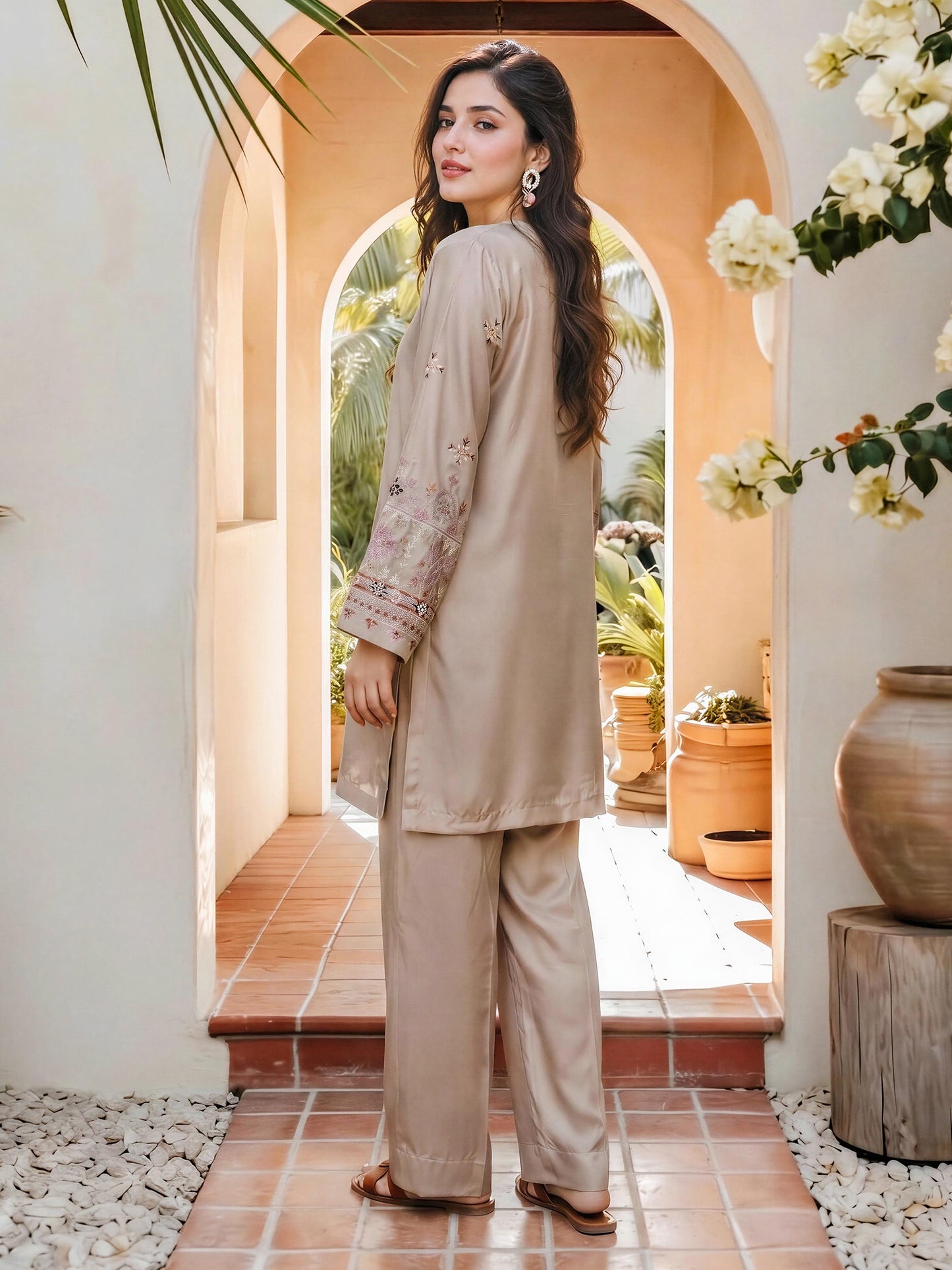Silk Co-ord Set- Embroidered