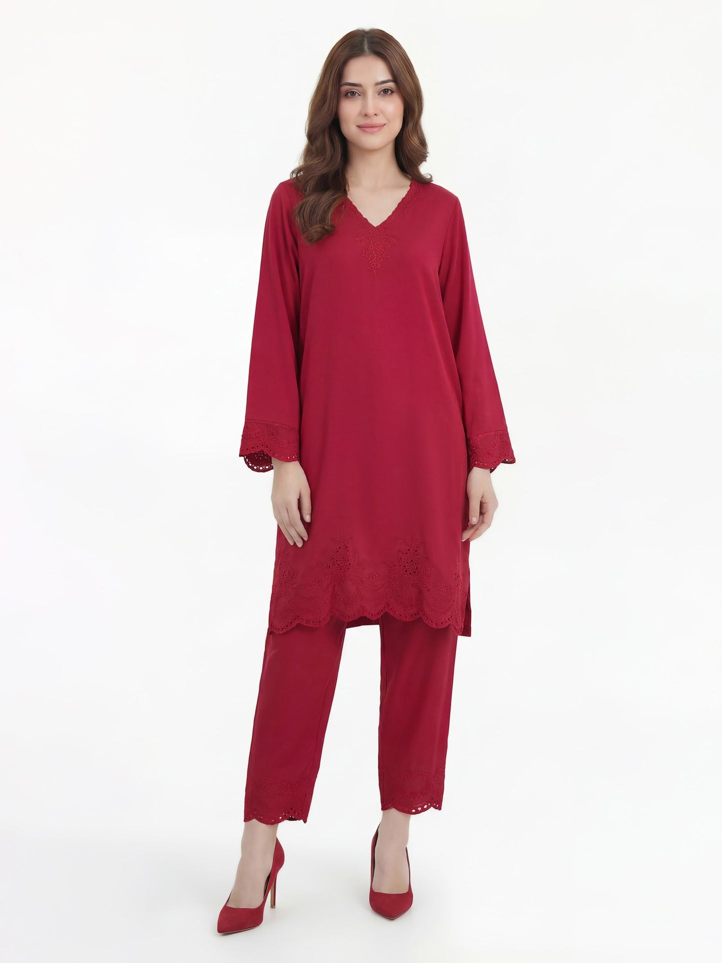 2 Piece Premium Silk Suit- Embroidered (Pret)