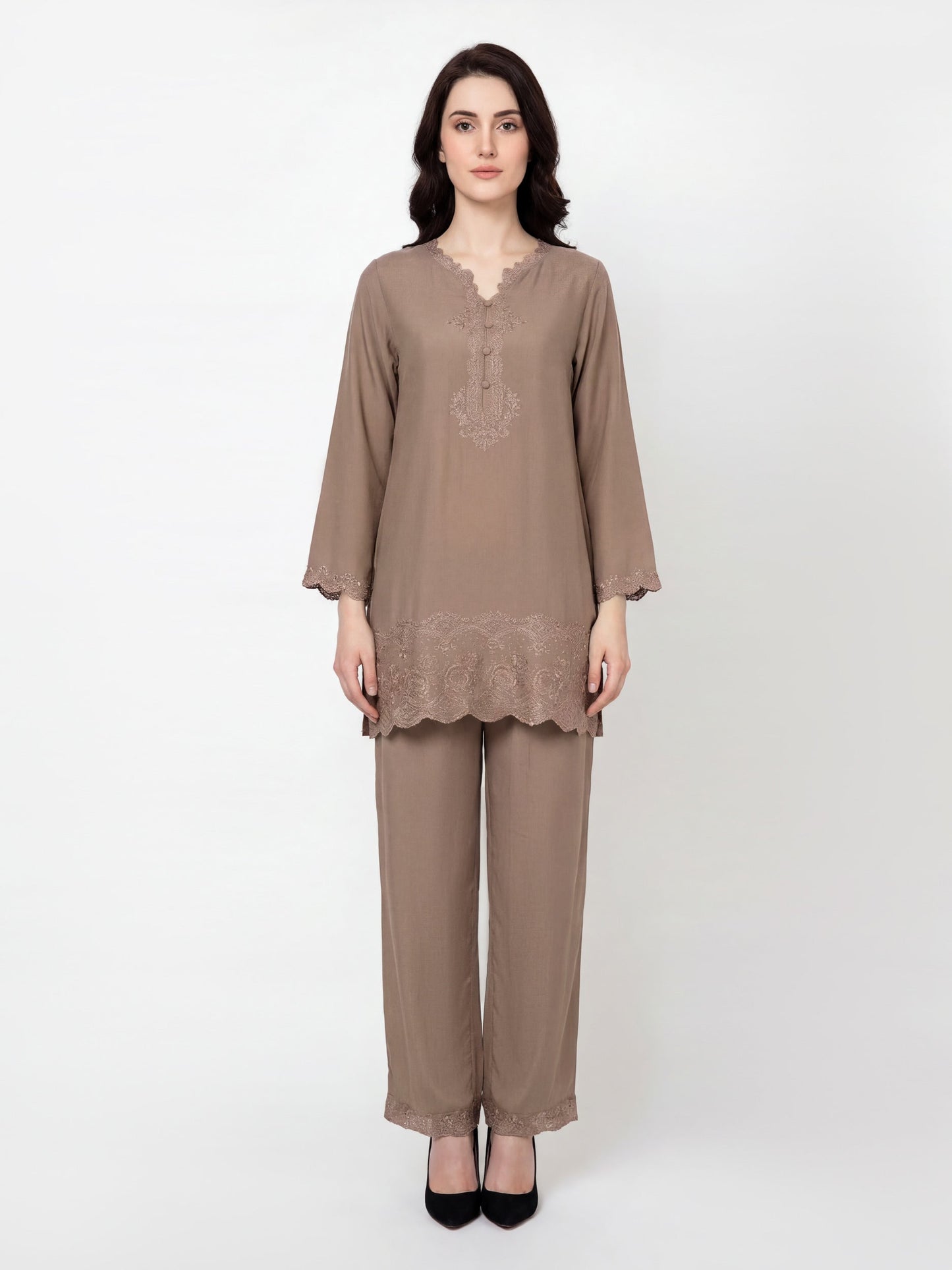 Silk Co-ord Set- Embroidered