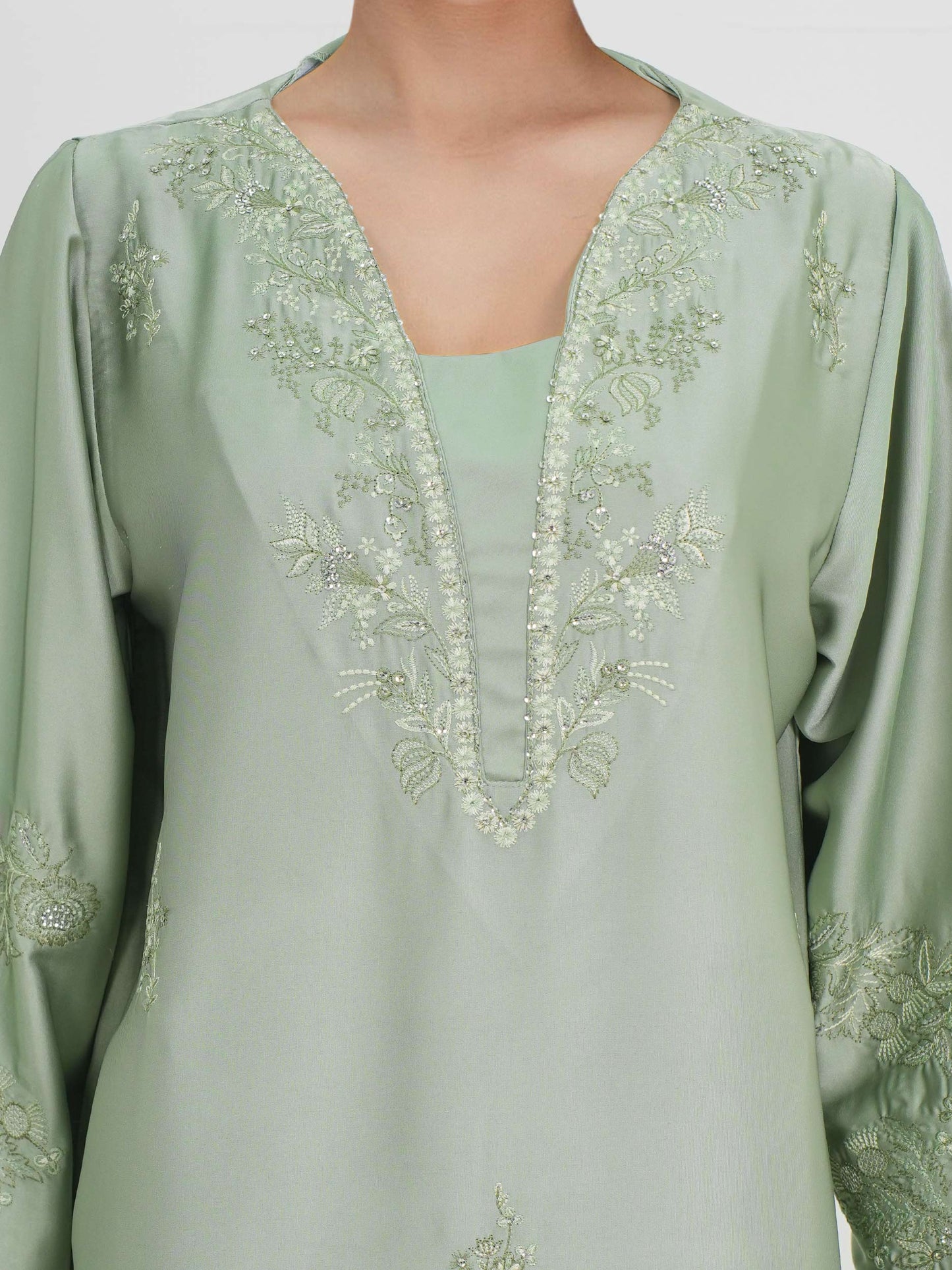 Silk Co-ord Set- Embroidered