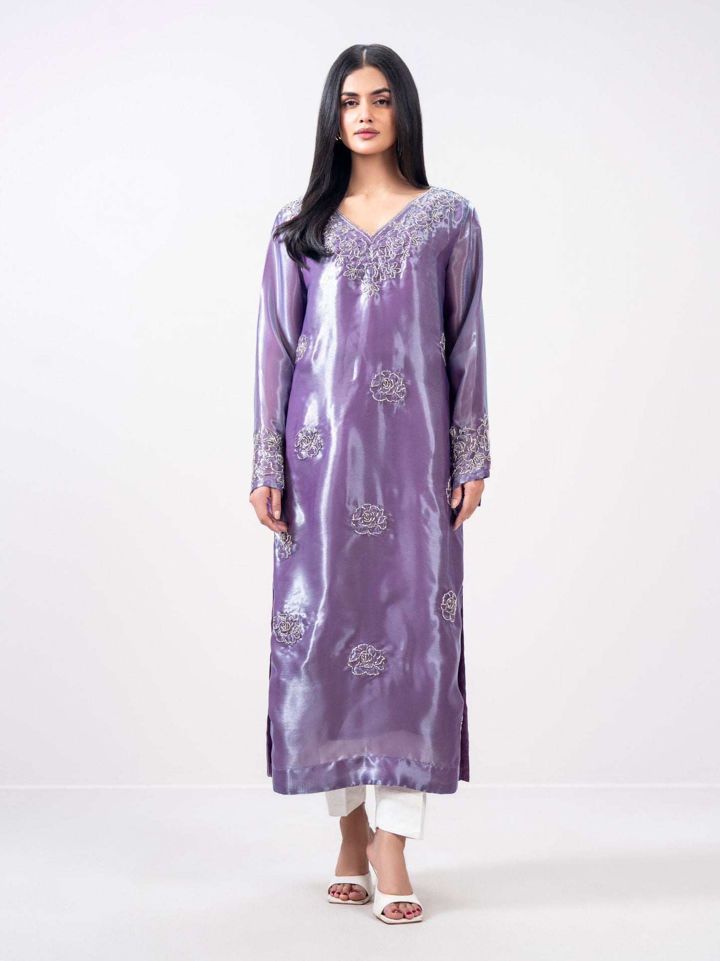 Silk Shirt- Embellished (Pret)