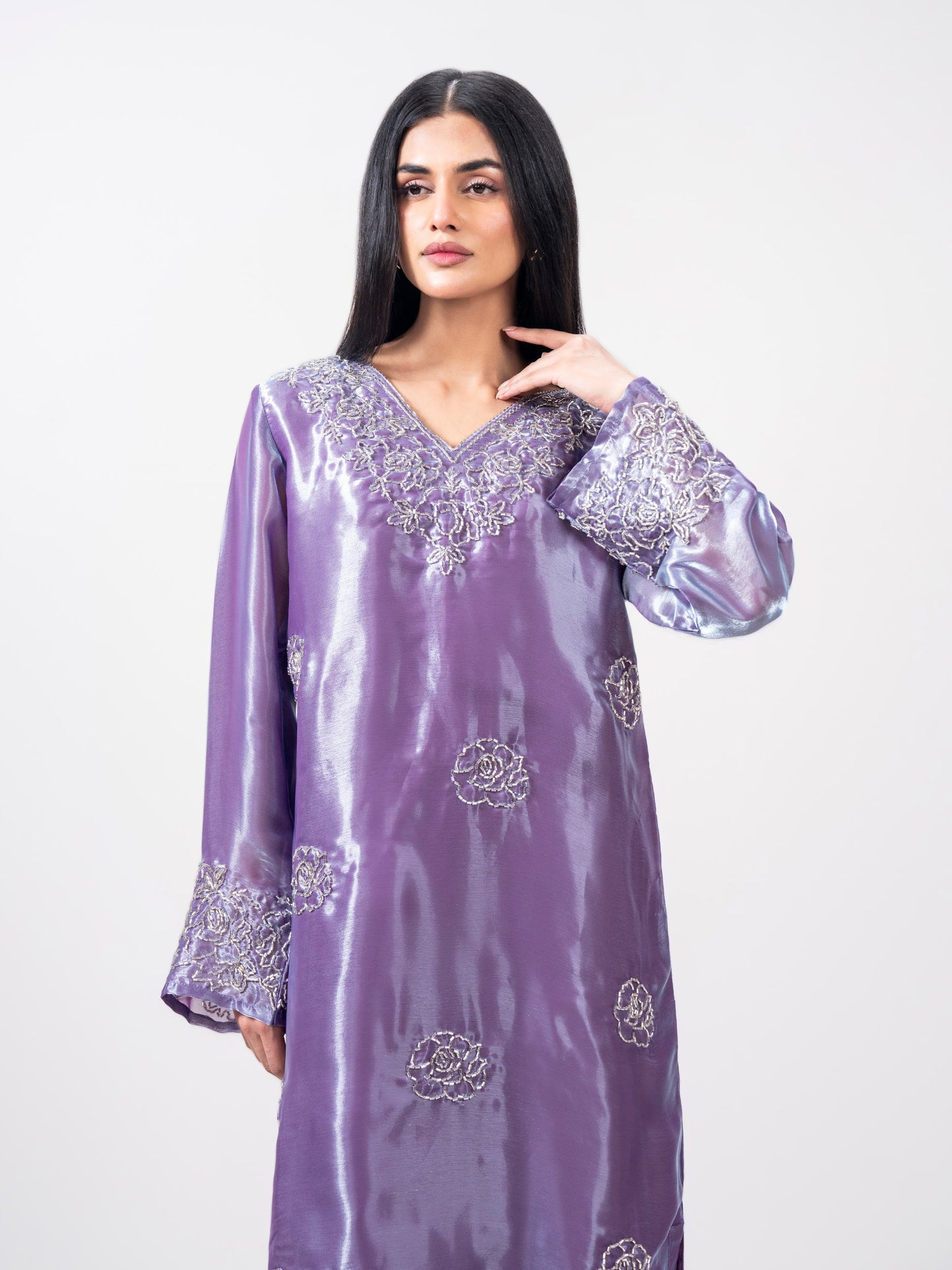 Silk Shirt- Embellished (Pret)