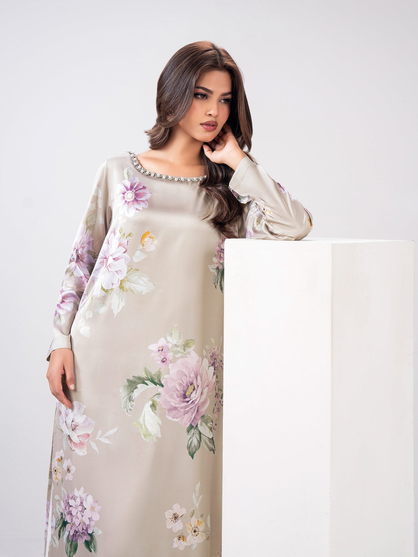 2 Piece Silk Suit- Embellished (Pret)