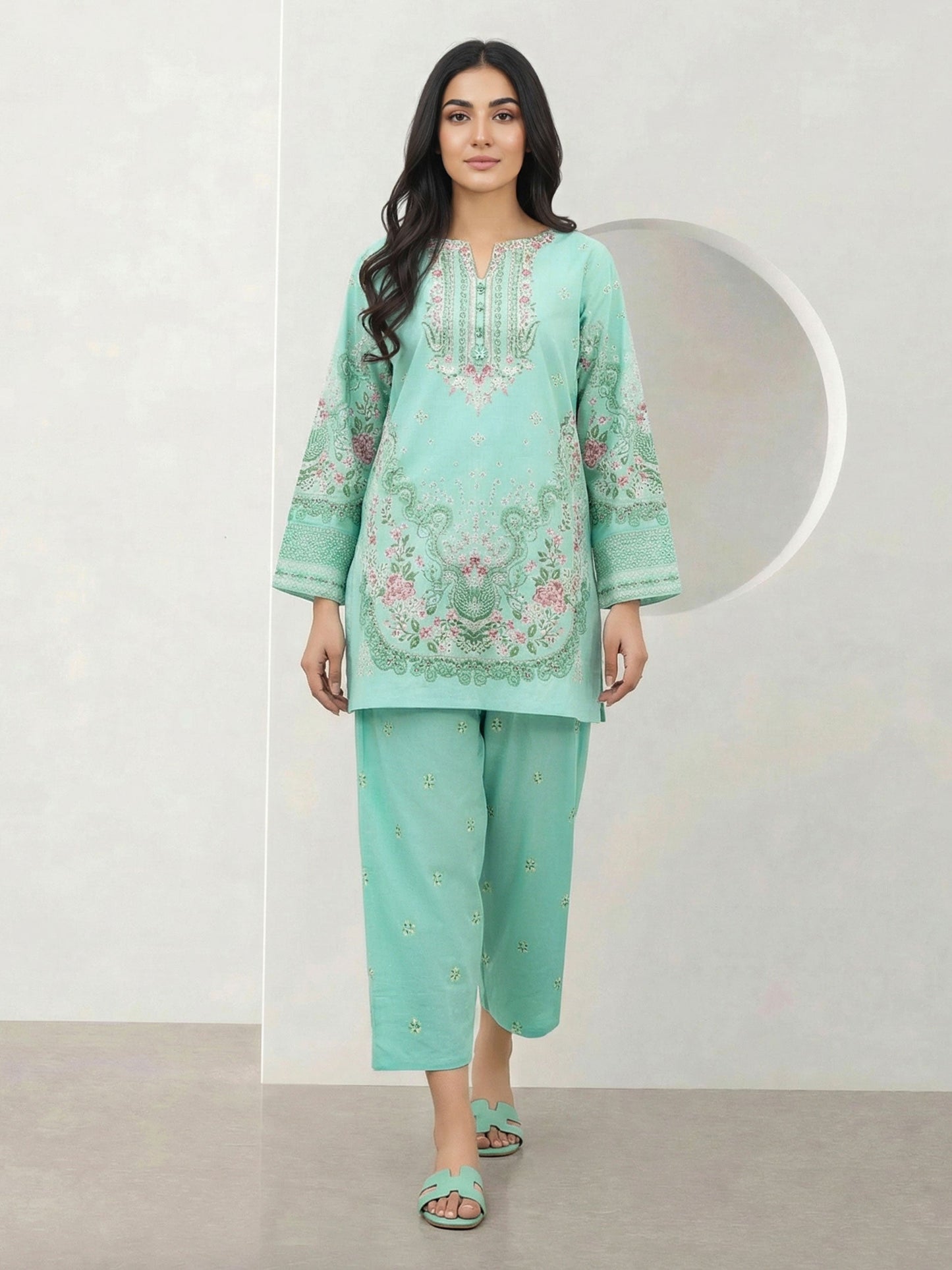 2 Piece Lawn Slub Suit (Pret)