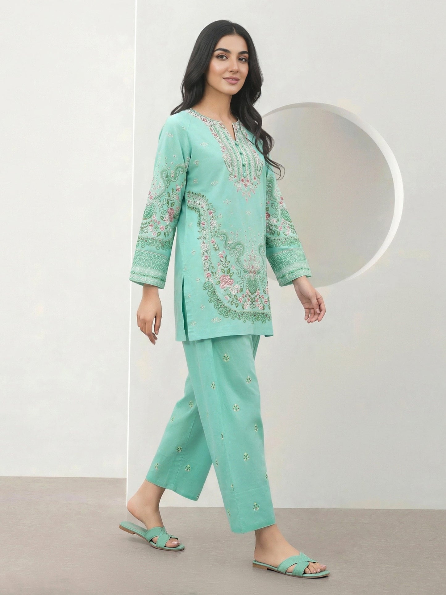 2 Piece Lawn Slub Suit (Pret)