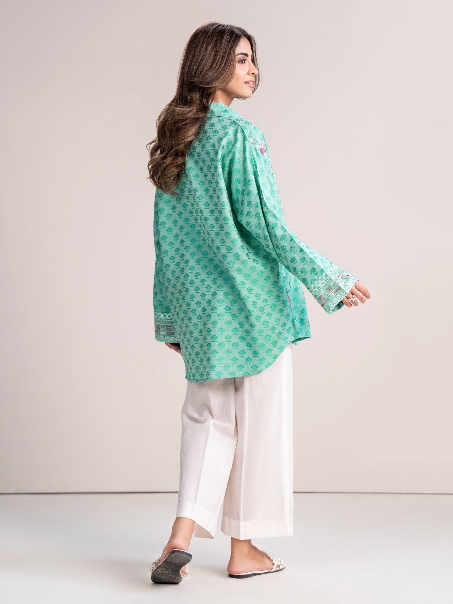 Self Jacquard Kurti-Embroidered (Pret)