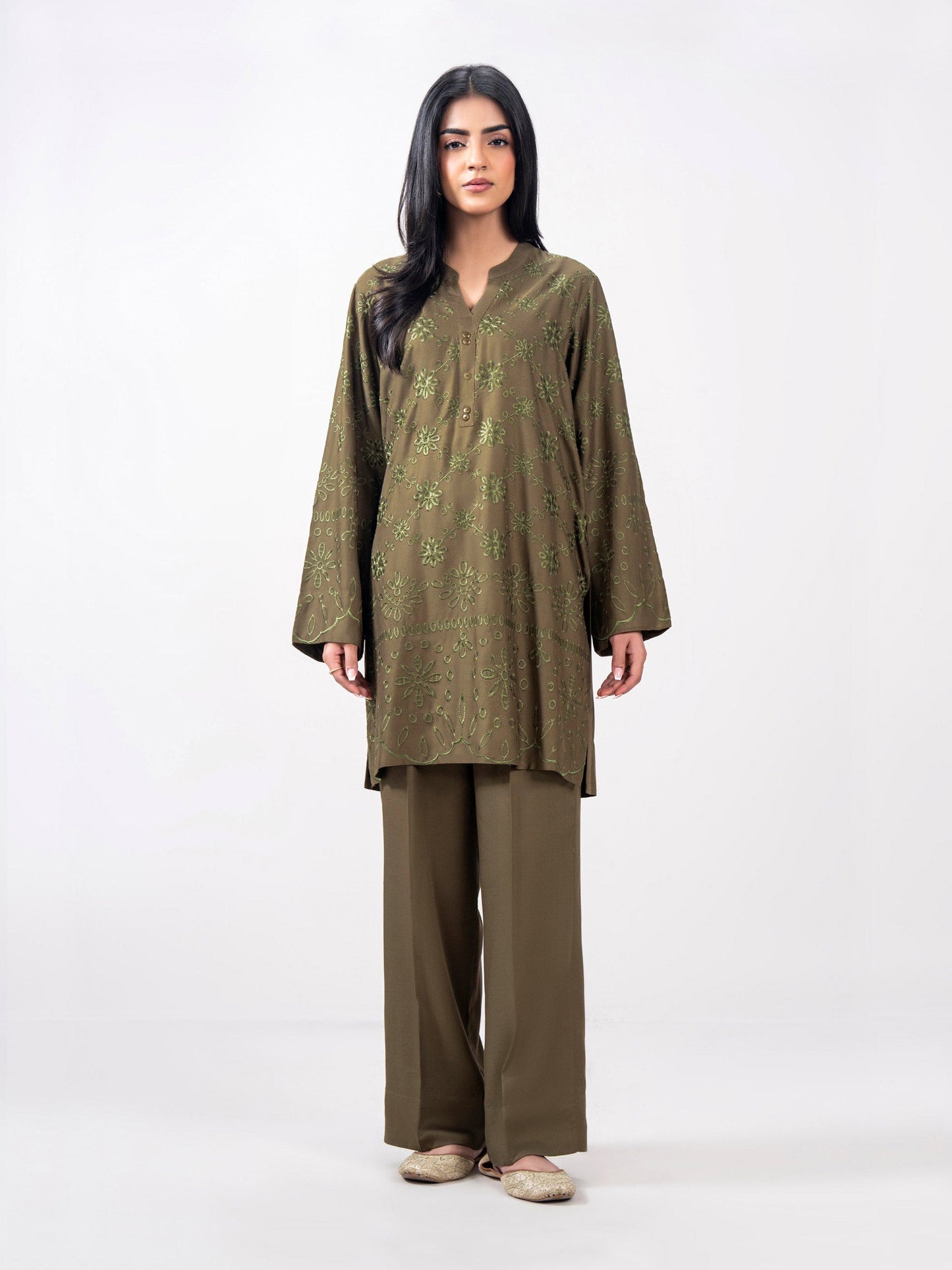2 Piece Crepe Suit- Embroidered (Pret)