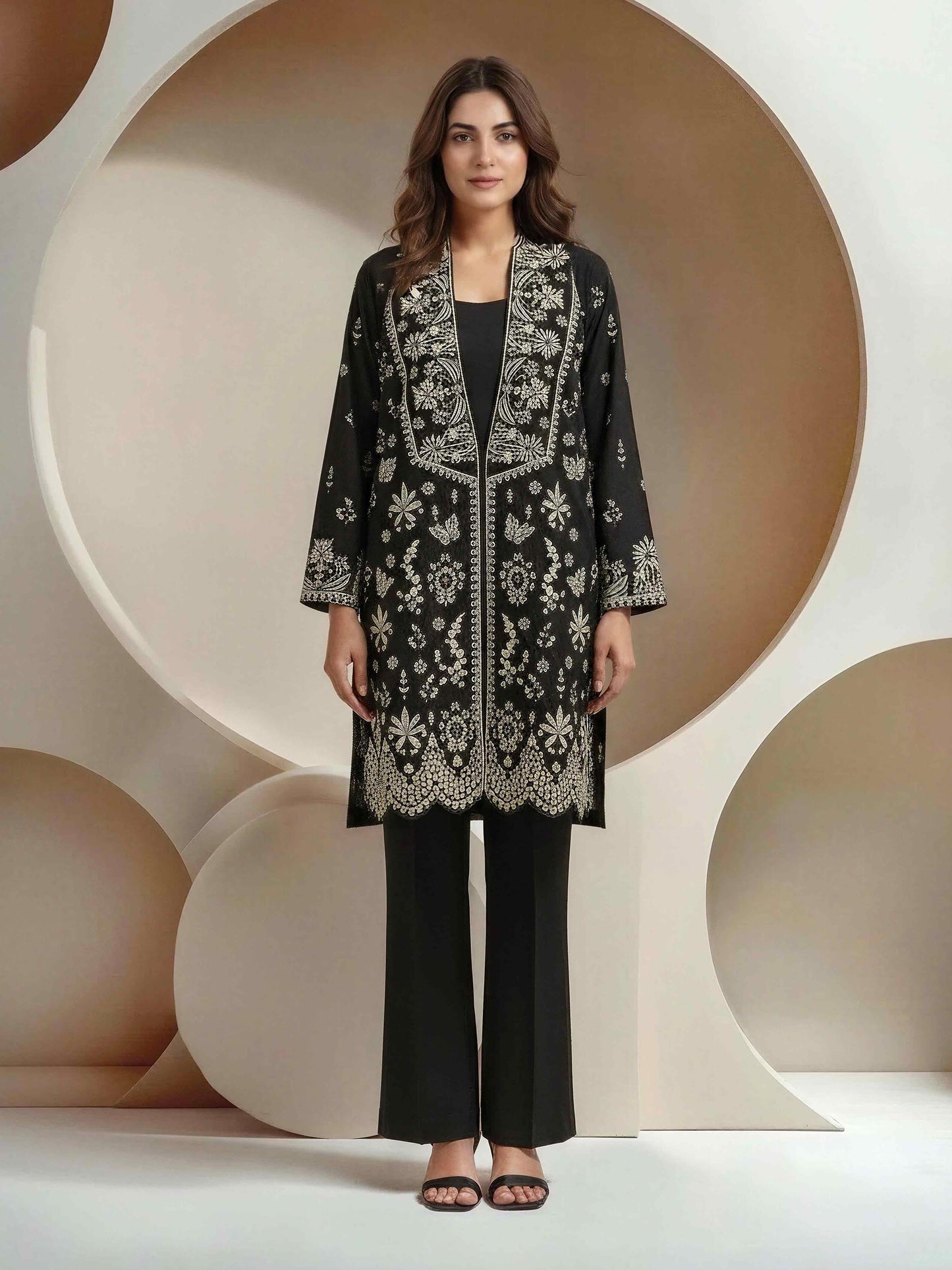 2 Piece Khaddi Silk Suit-Embroidered (Pret)