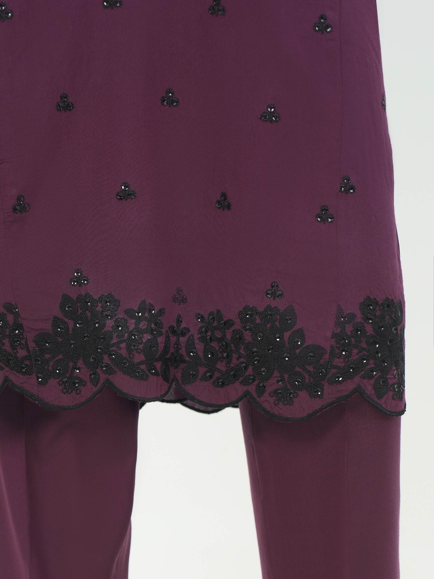 2 Piece Raw Silk Suit- Embroidered (Pret)