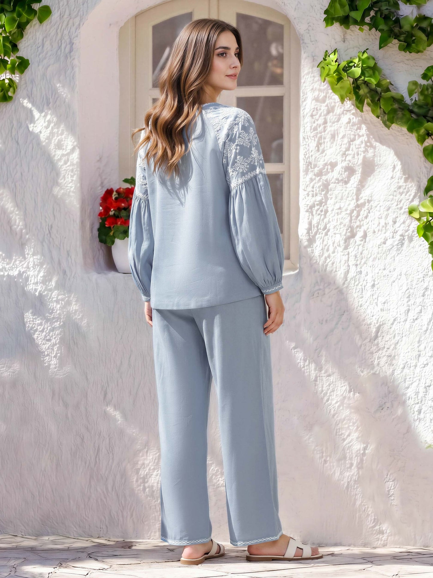Denim Co-ord Set- Embroidered