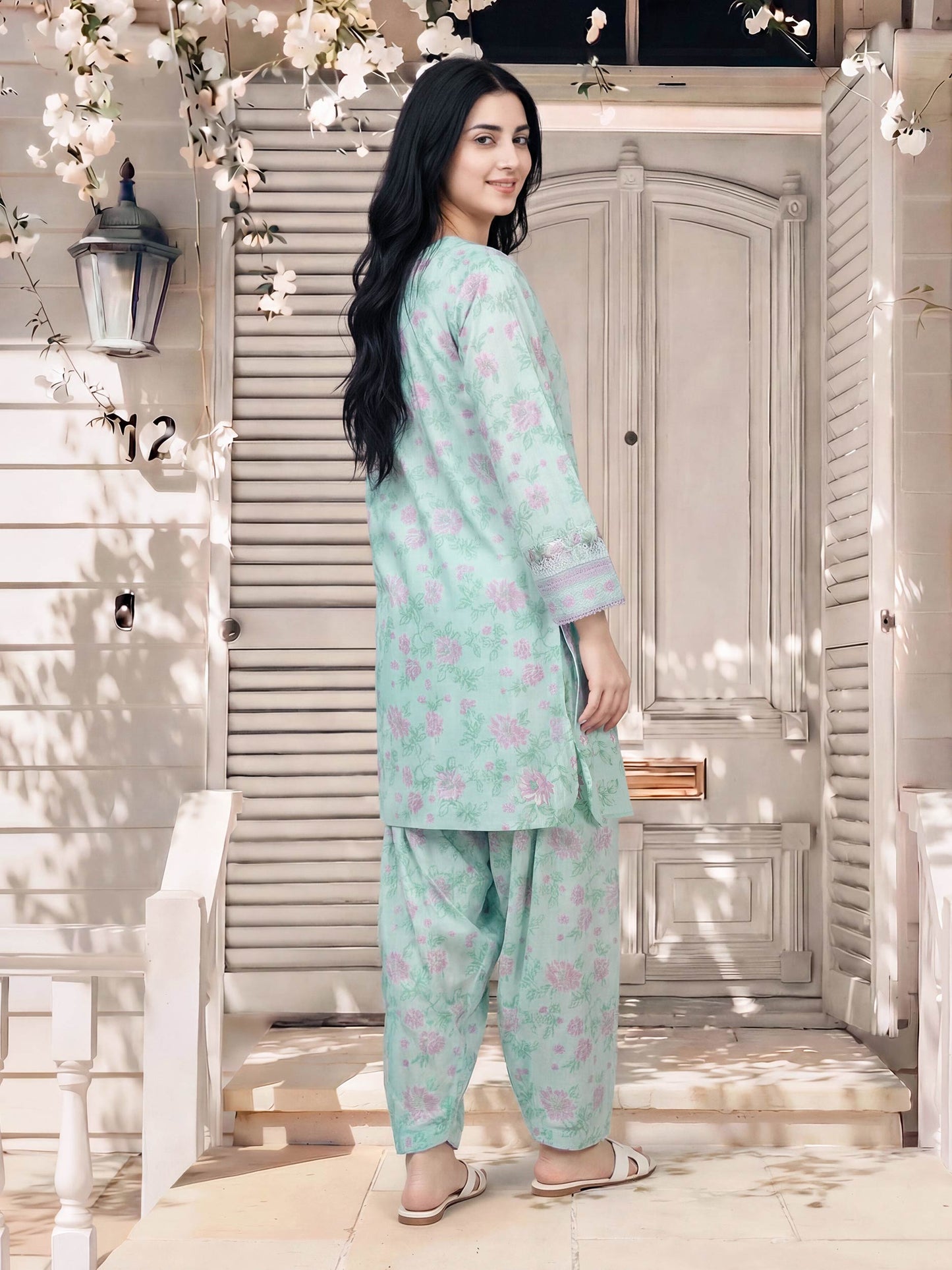 2 Piece Lawn Slub Suit- Embroidered (Pret)