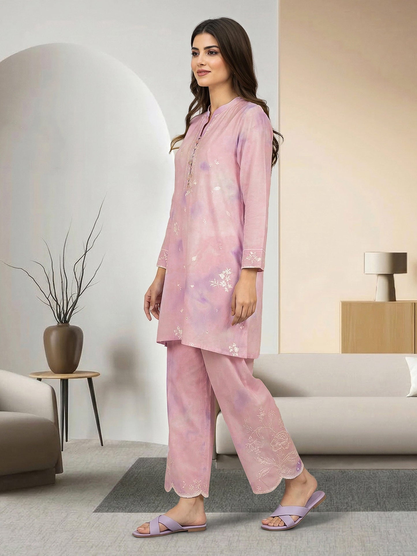 2 Piece Cambric Suit- Embroidered (Pret)